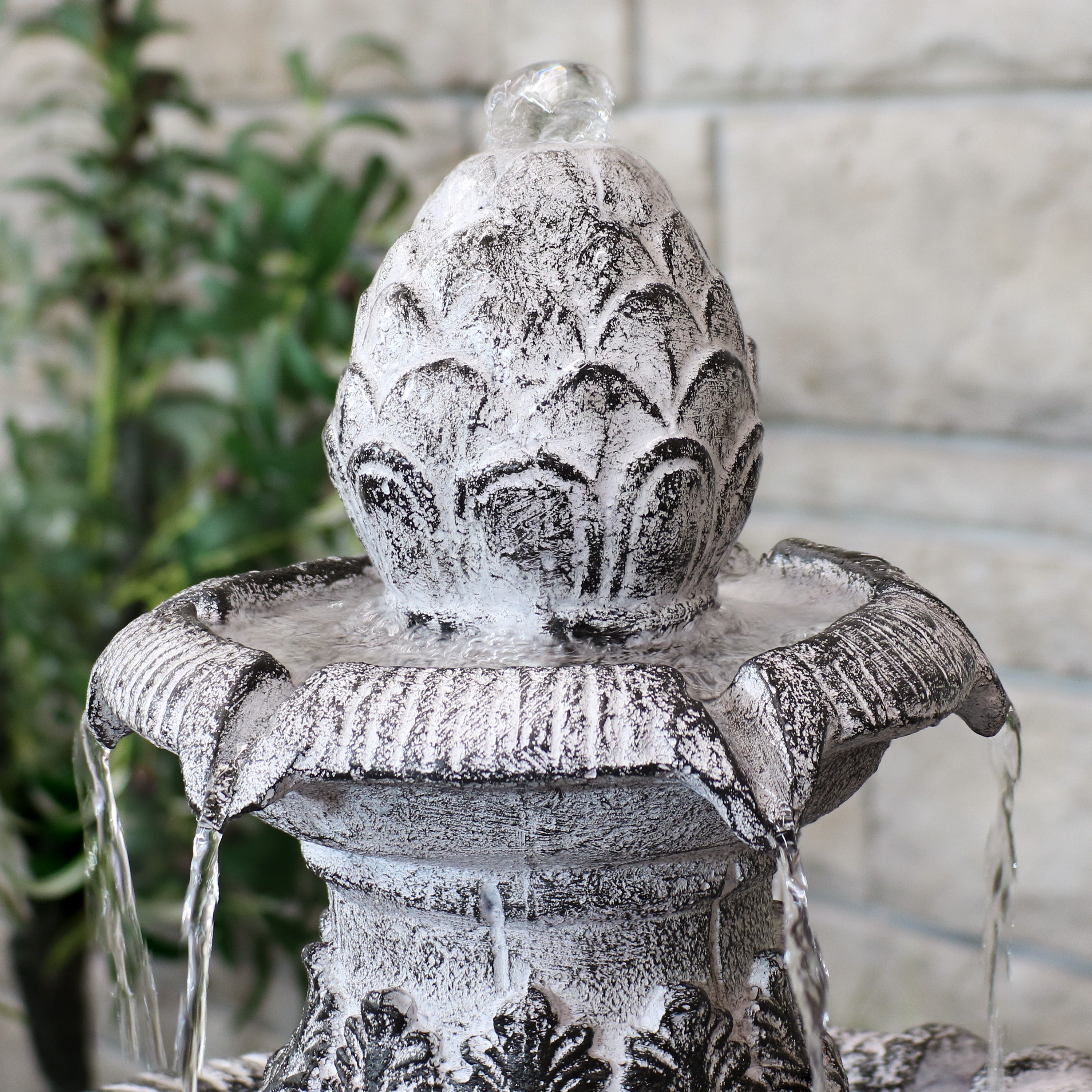 45-Inch 3-Tier Outdoor Water Fountain with Mediterranean Design - Durable Reinforced Concrete for Garden, Patio, and Backyard Decor | Sunnydaze