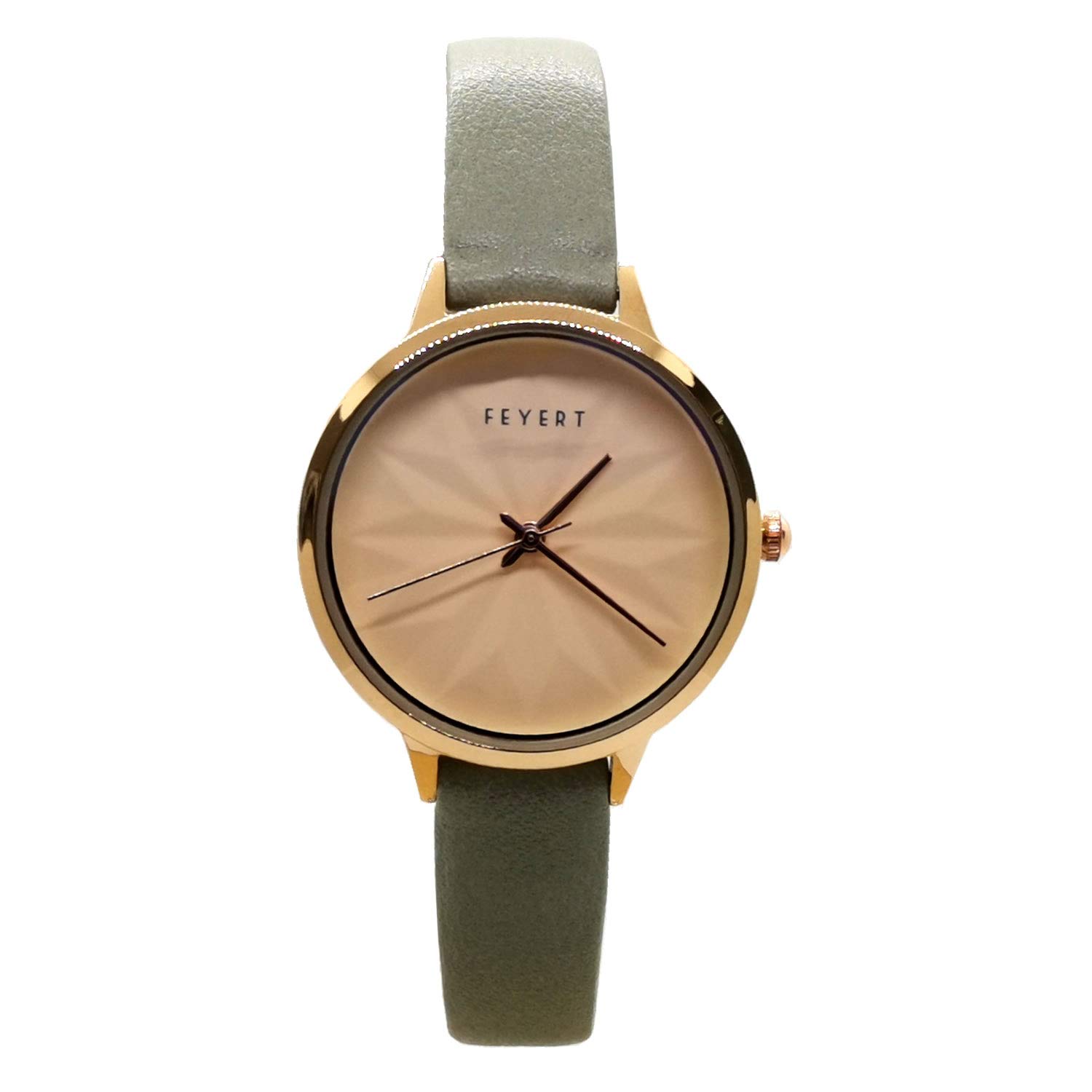 Chronomart FEYERT Women's Fashion Watch - Small Dial Stainless Steel Case with Genuine Leather Strap FE-0014 - Perfect for Office, Business Meetings & Everyday Wear