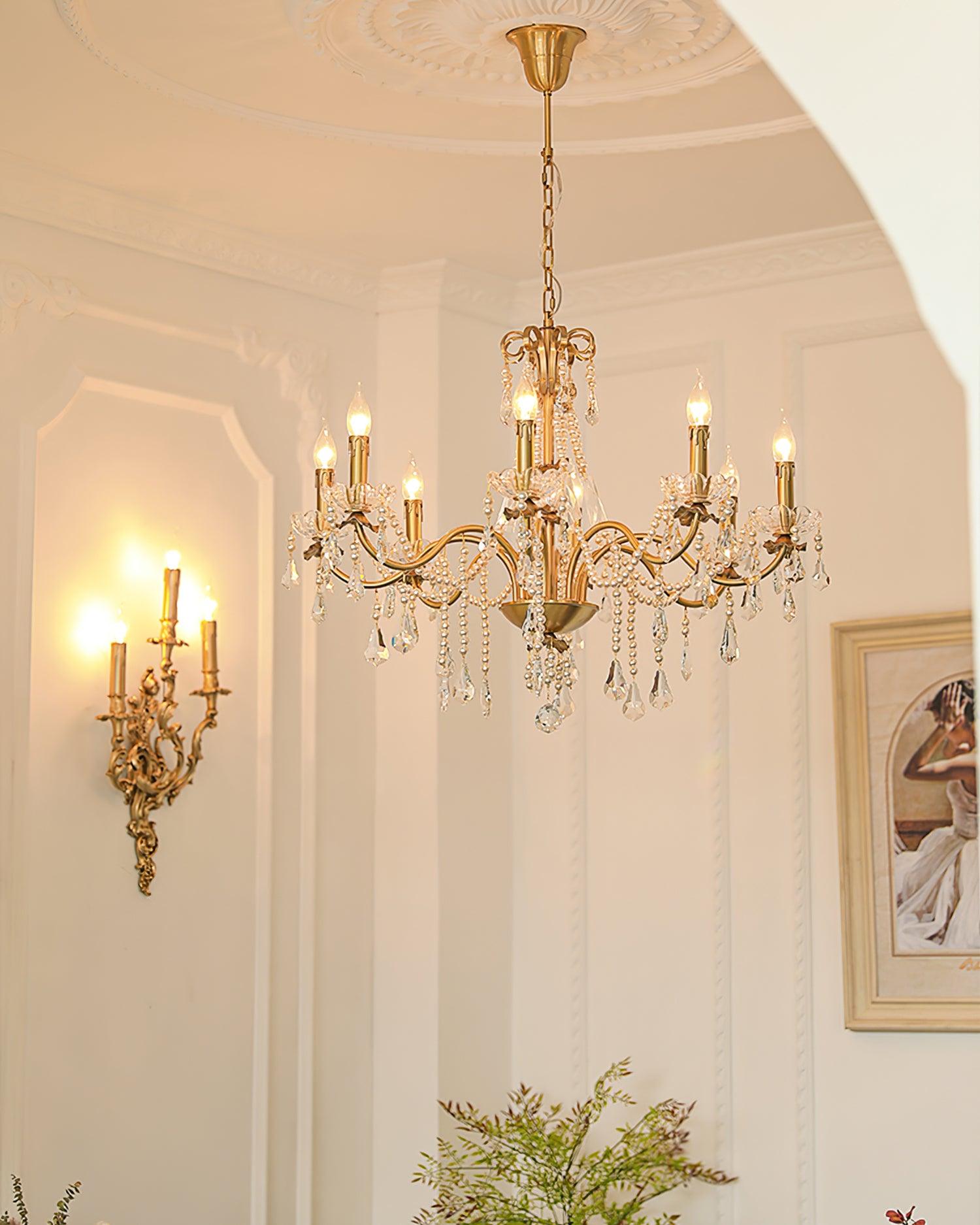 Elegant Crystal Pearl Chandelier - Modern Luxury Ceiling Light Fixture for Dining Room, Bedroom & Living Room Decor