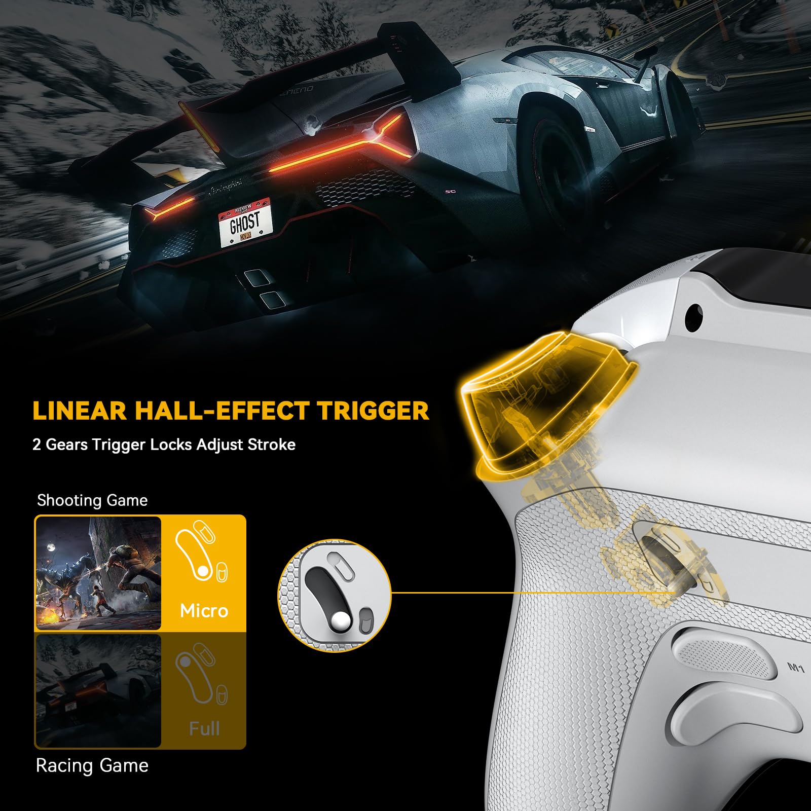 ManbaOne Wireless Gaming Controller for PC/Switch/iOS/Android - RGB, Remappable Buttons - Perfect for Gaming & Streaming