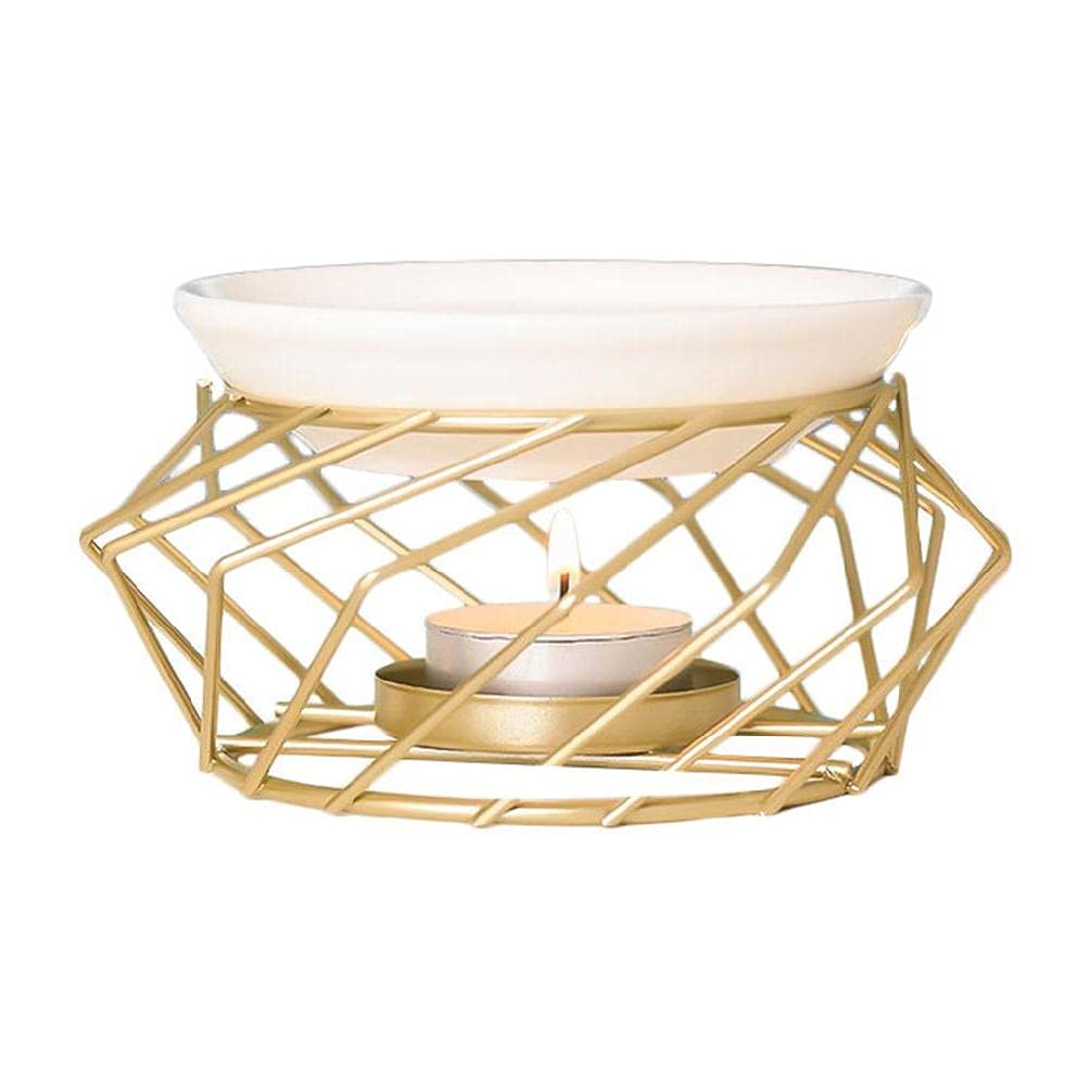 **Geometric Essential Oil Burner & Wax Melter - Hollow Aromatherapy Candle Holder for Home, Spa, Yoga & Meditation - Relaxing Scent Diffuser**