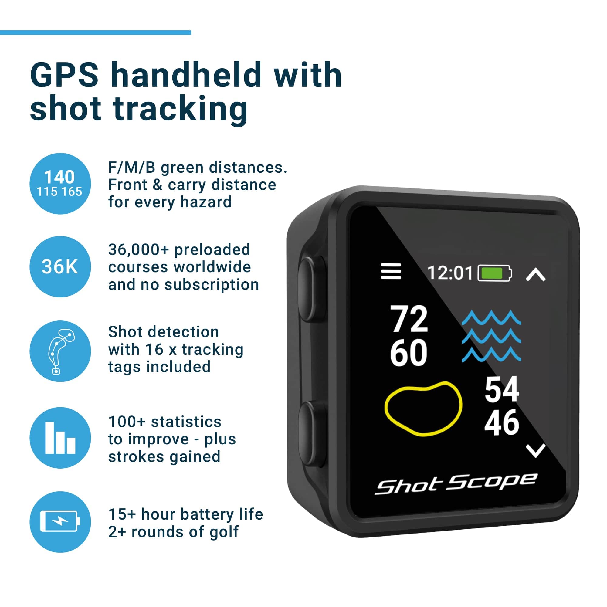 Shot Scope H4 Handheld Golf GPS Rangefinder - Accurate Distance Measurement for Golfers | Perfect for Course Play & Practice Sessions
