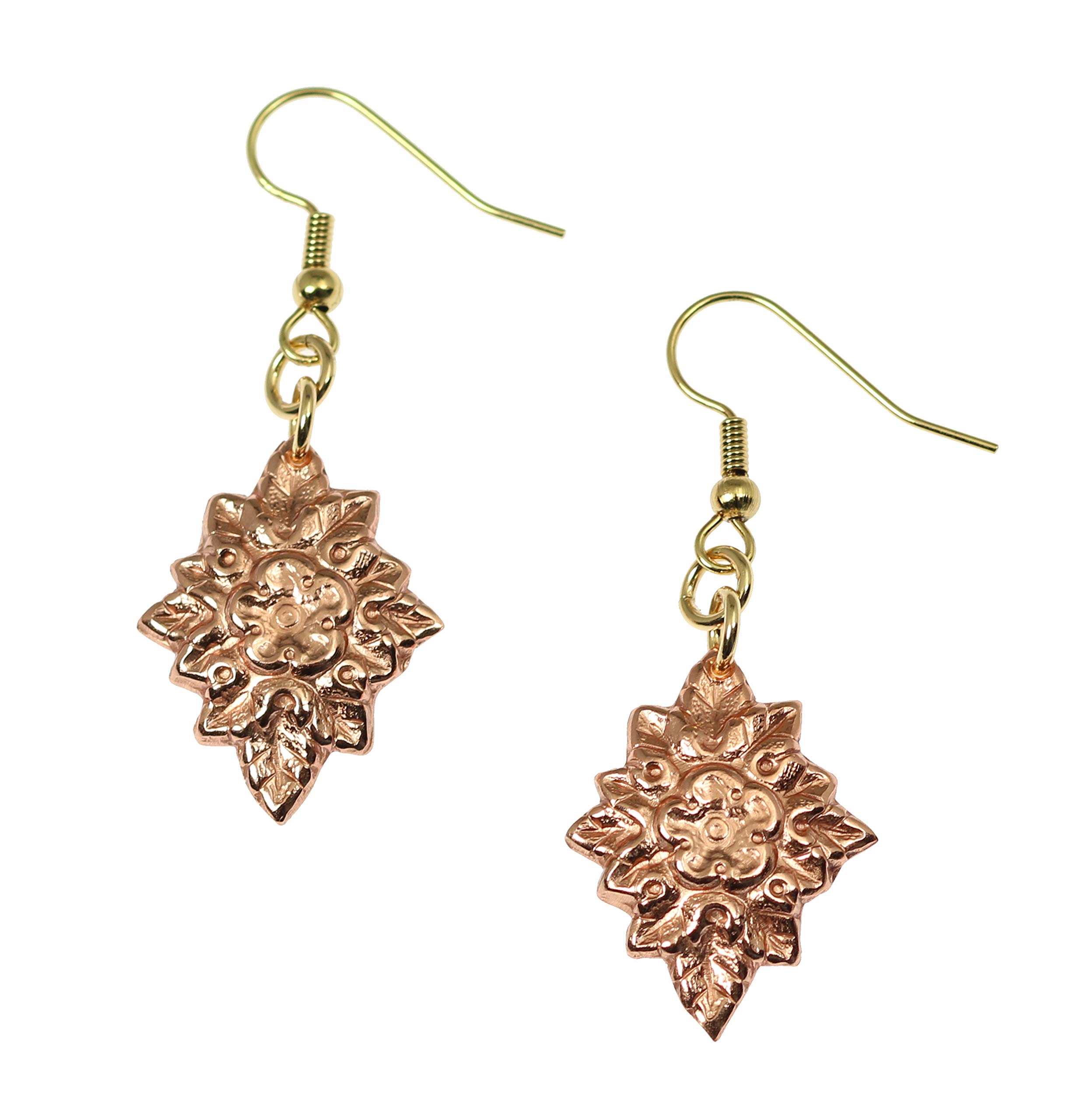 Handmade French Bouquet Copper Drop Earrings - Elegant Jewelry Gift for 7th Wedding Anniversary - Perfect for Romantic Dates, Anniversaries & Special Occasions