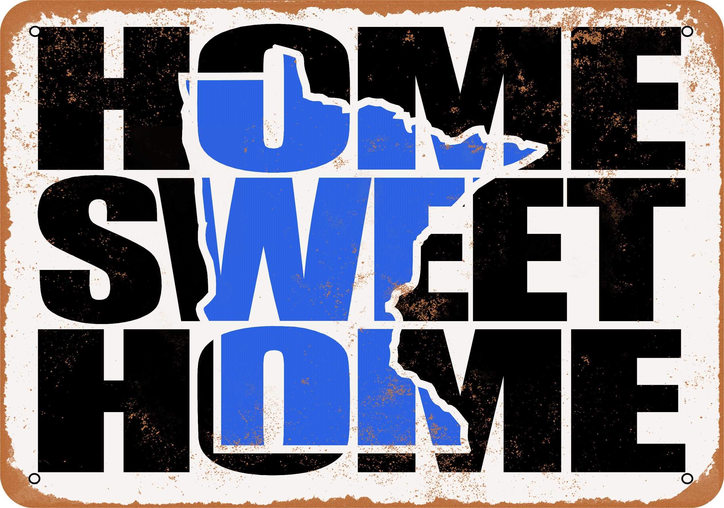 7x10 Inch Vintage Metal Sign - Home Sweet Home Minnesota Blue Wall Decor - Rustic Farmhouse, Man Cave, Bar & Garage Decoration