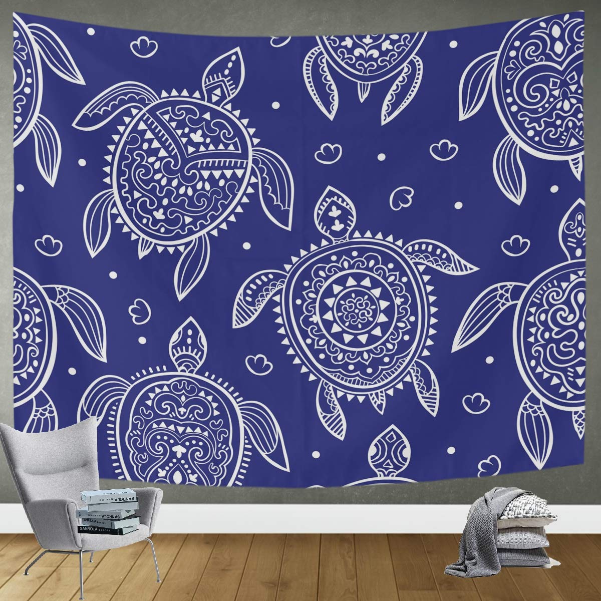 DOMIKING Tribal Turtle Wall Tapestry - 60x51 Inch Large Bohemian Home Decor for Living Room, Bedroom & Dorm | Perfect for Boho Style, Meditation Spaces & College Room Decor