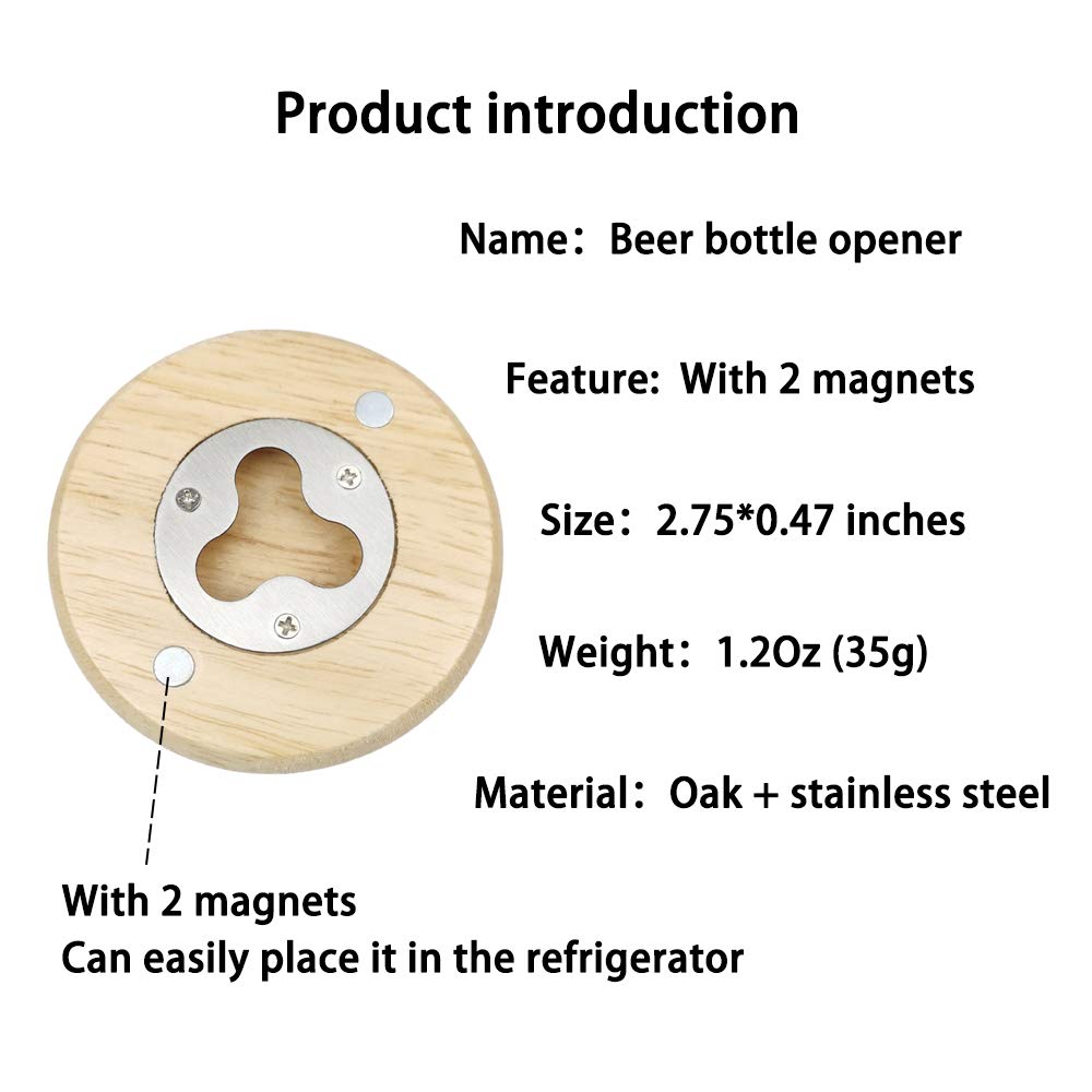 Personalized Wooden Magnetic Bottle Opener - Custom Engraved Beer & Soda Bottle Opener for Fridge - Perfect for Home Bars, Parties & Gifts