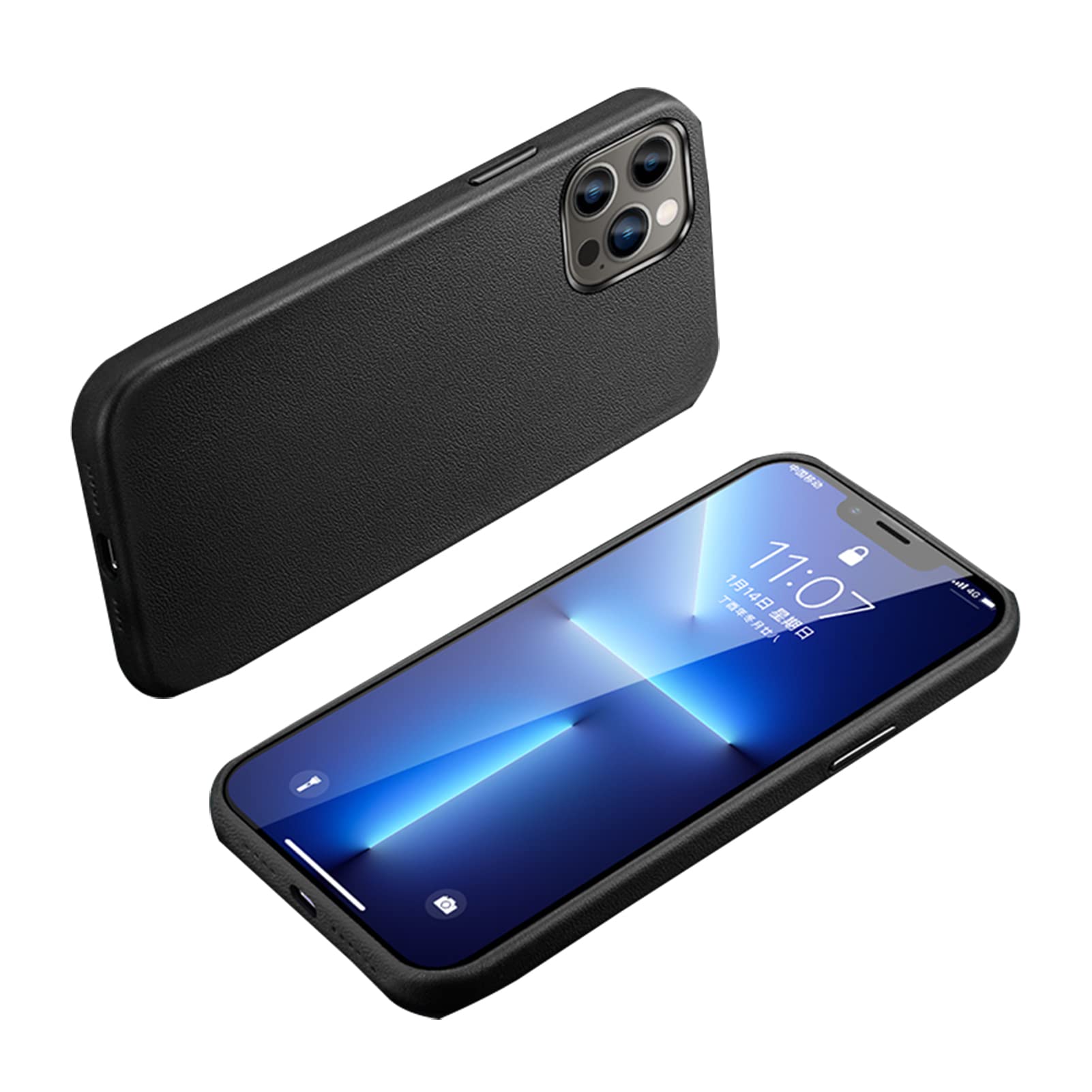 Premium Leather Case for iPhone 13/13 Mini/13 Pro/13 Pro Max - Soft Anti-Scratch Microfiber Lining with Full-Body Protection (Black) | Slim Fit Protective Cover for Everyday Use, Business & Travel
