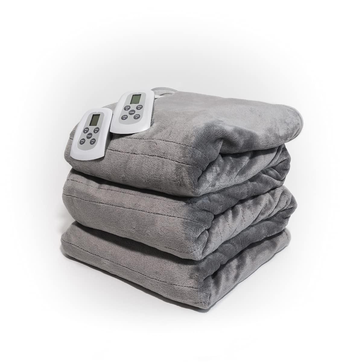 Westerly Queen Size Microlight Electric Heated Blanket with Dual Controllers - Soft & Fast Heating, Overheat Protection, Machine Washable - Perfect for Cold Nights, Bedroom & Living Room Use (Gray)