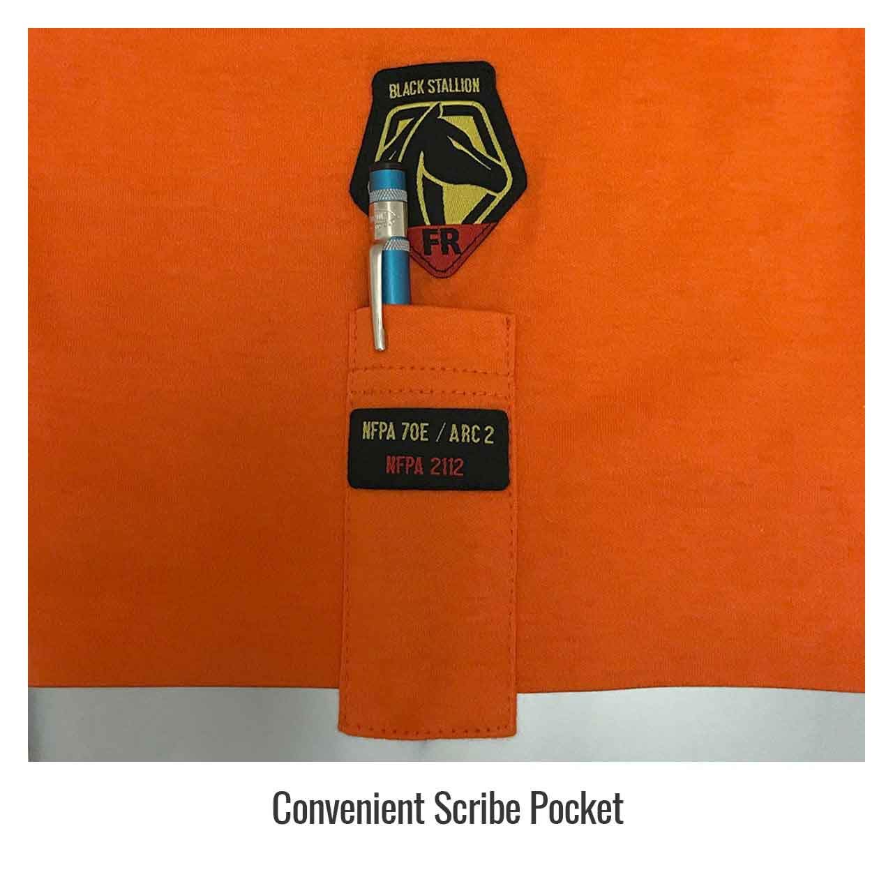 Black Stallion TF2511 NFPA 2112 & NFPA 70E Certified Flame Resistant Cotton Long Sleeve T-Shirt with Reflective Tape - Orange, Medium Size | Ideal for Electrical Work, Oil & Gas Industry, and Hazardous Work Environments