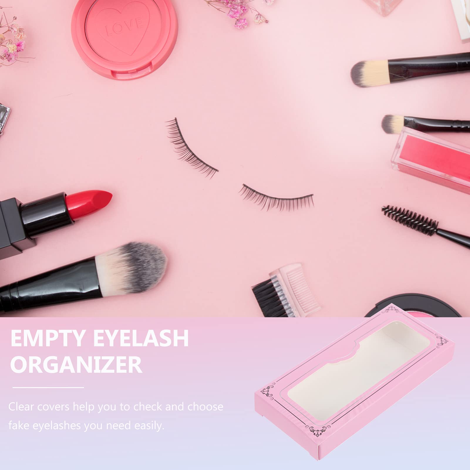 False Eyelash Case Organizer - 30pcs Empty Eyelash Storage Box for Makeup Display & Beauty Care | Pink Lash Packaging Holder for Women & Girls | Perfect for Salon, Travel & Home Organization