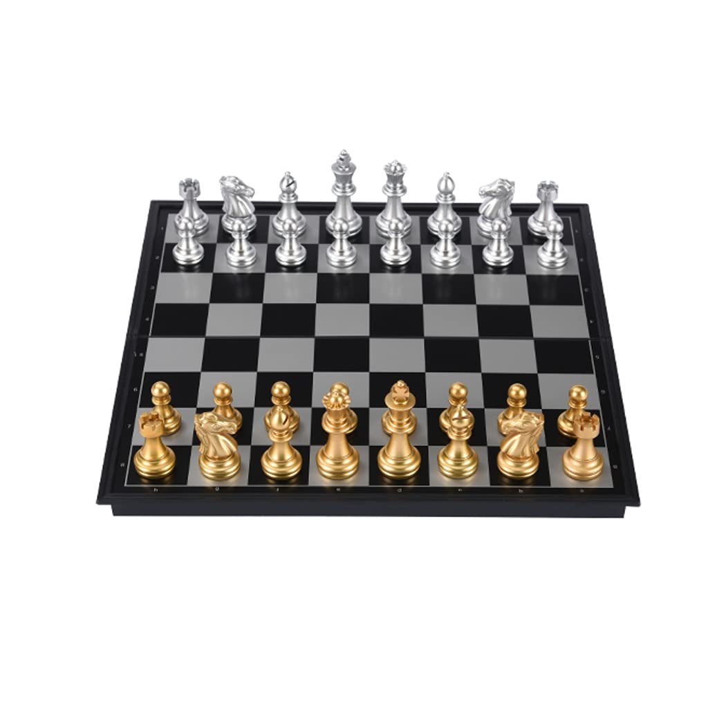 Magnetic Travel Chess Set - Portable Folding Chess Board with Crafted Chess Pieces, ABS Educational Game for Kids & Adults, Beginners Friendly (Gold, Large) - Perfect for Travel, Camping & Family Game Nights
