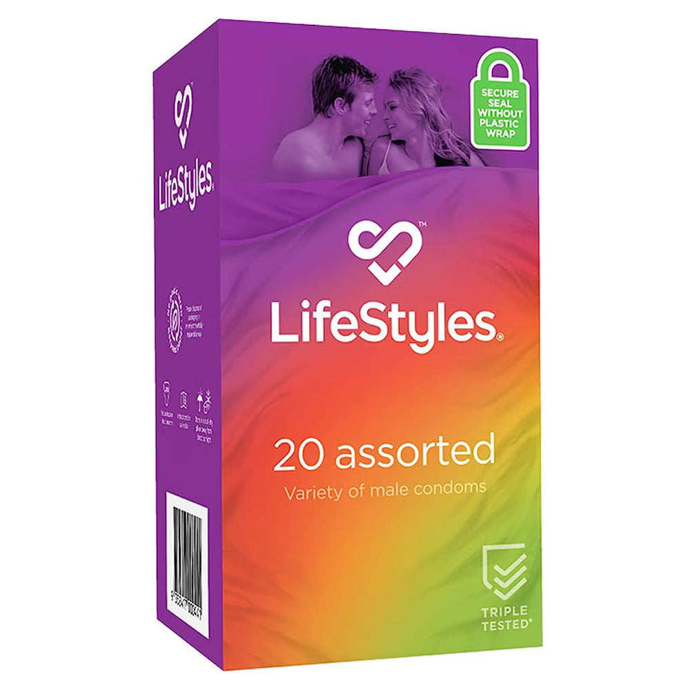 Ansell Lifestyles Assorted Latex Condoms Variety Pack - 36 Count Mixed Flavors & Textures for Enhanced Pleasure - Perfect for Couples, Safe Dating & Intimate Moments