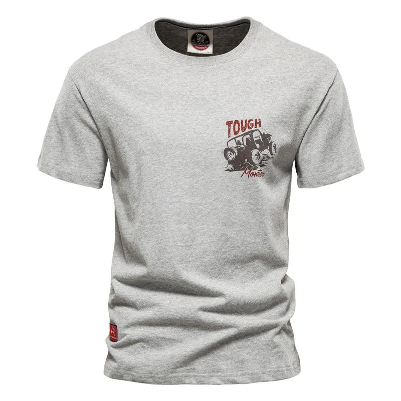 Men's Big Printed T-Shirt - 100% Cotton Casual Solid Color Crew Neck Tee | Summer Streetwear Fashion | Perfect for Daily Wear, Gym & Outdoor Activities