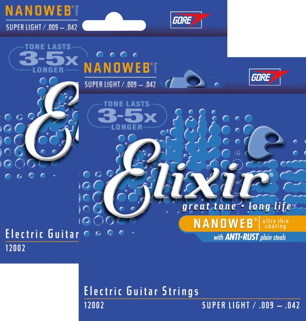Elixir Super Light Nanoweb Electric Guitar Strings 2-Pack - Ultra Smooth Coated Strings for Bright Tone & Long Life | Perfect for Rock, Blues & Studio Recording