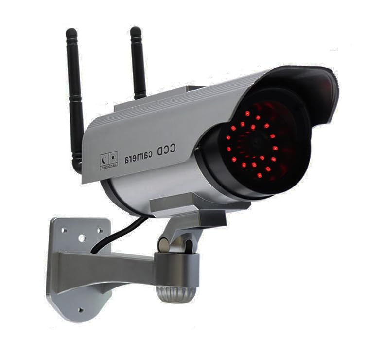 Solar-Powered Red LED Dummy Security Camera - Fake CCTV with Motion Detection to Deter Intruders, Dogs & Burglars | Ideal for Home, Garden, Warehouse & Office Surveillance