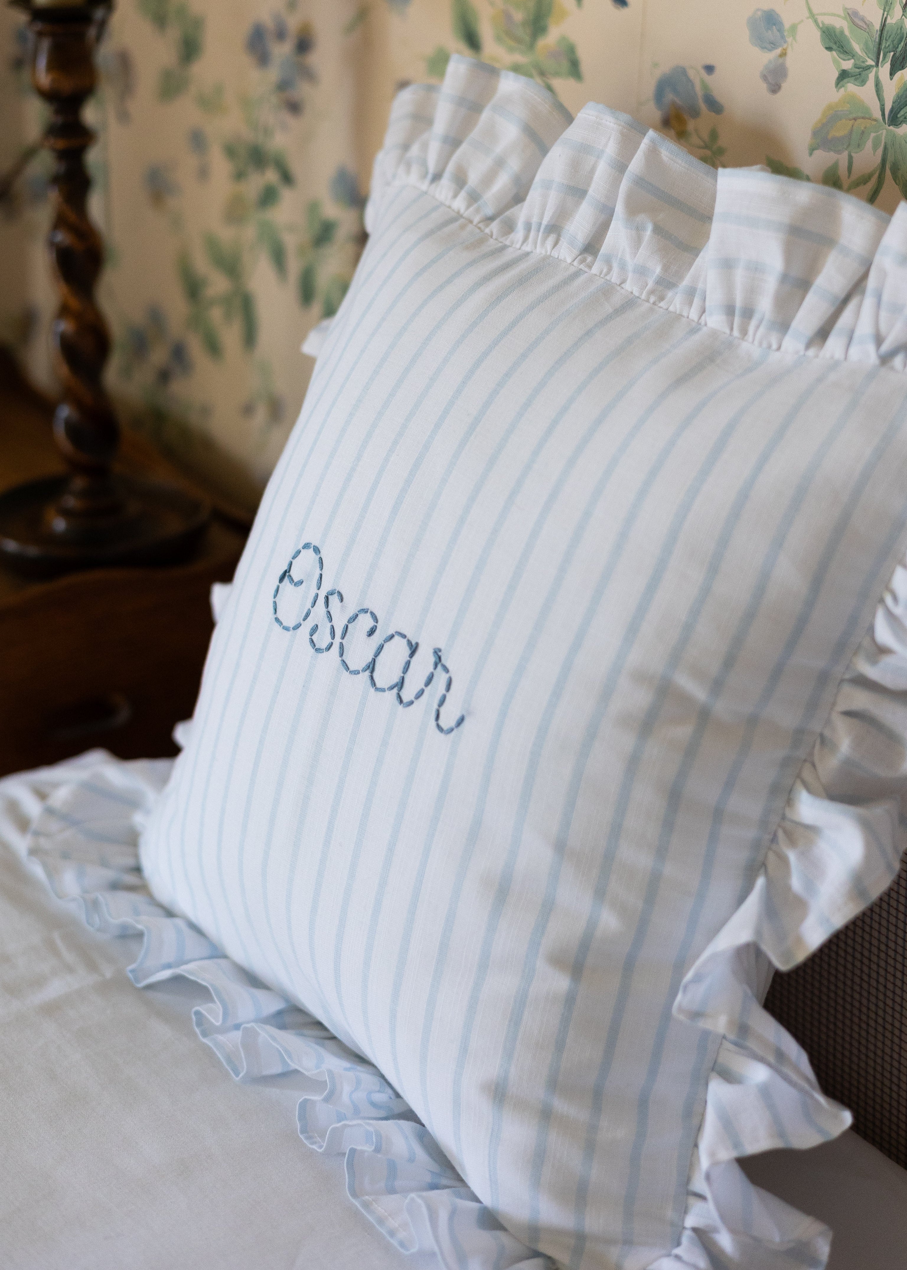 Blue Stripes Cushion Cover - Soft Decorative Pillow Case for Sofa, Bed & Home Decor - Washable Cotton Fabric