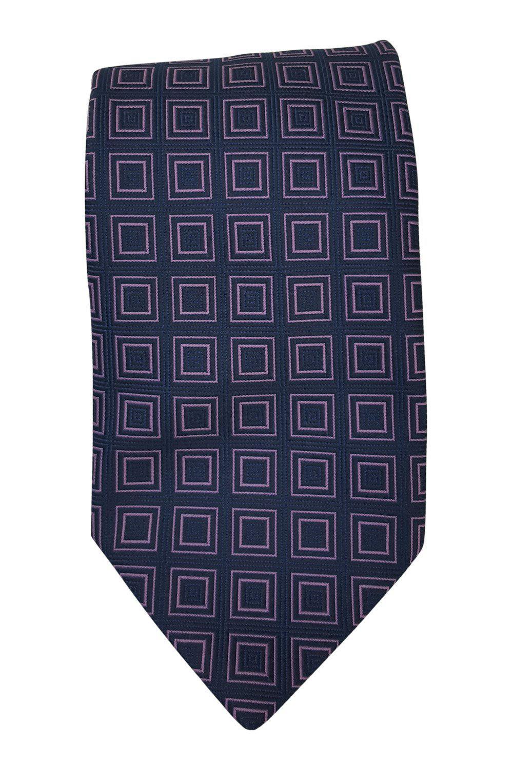 COMPAGNIA DELLA SETA 100% Silk Tie - Purple Square Repeat Pattern (60.5