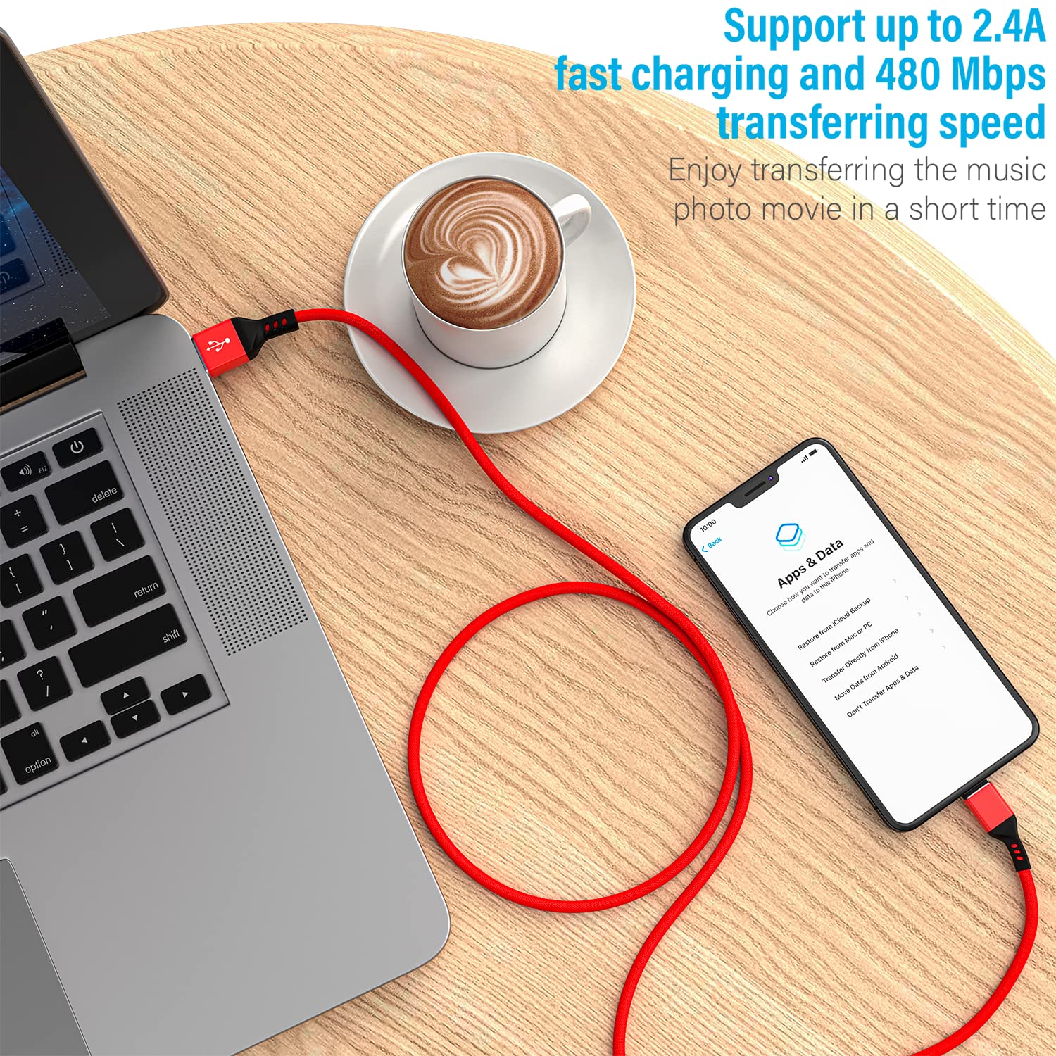 Ironten 50 Pack 6FT MFi Certified Lightning Cable - Fast Charging & High Speed Data Sync USB Cable for iPhone 14/13/12/11 Pro Max/Plus/XS MAX/XR/XS/X/8/7 Plus (Red) - Perfect for Home, Office & Travel Charging Needs