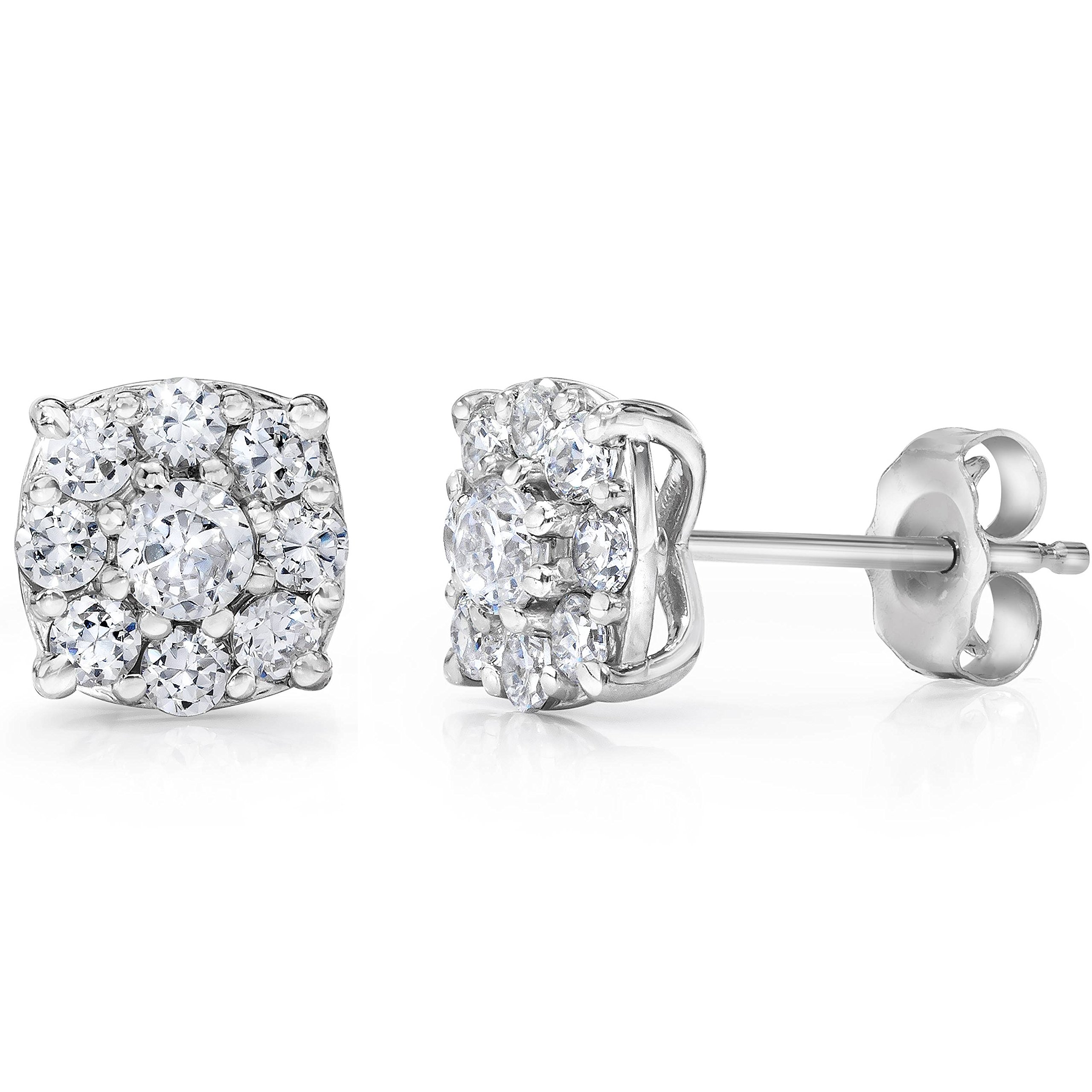 1 Carat Halo Diamond Stud Earrings in 14K White Gold - Perfect for Weddings, Anniversaries & Special Occasions