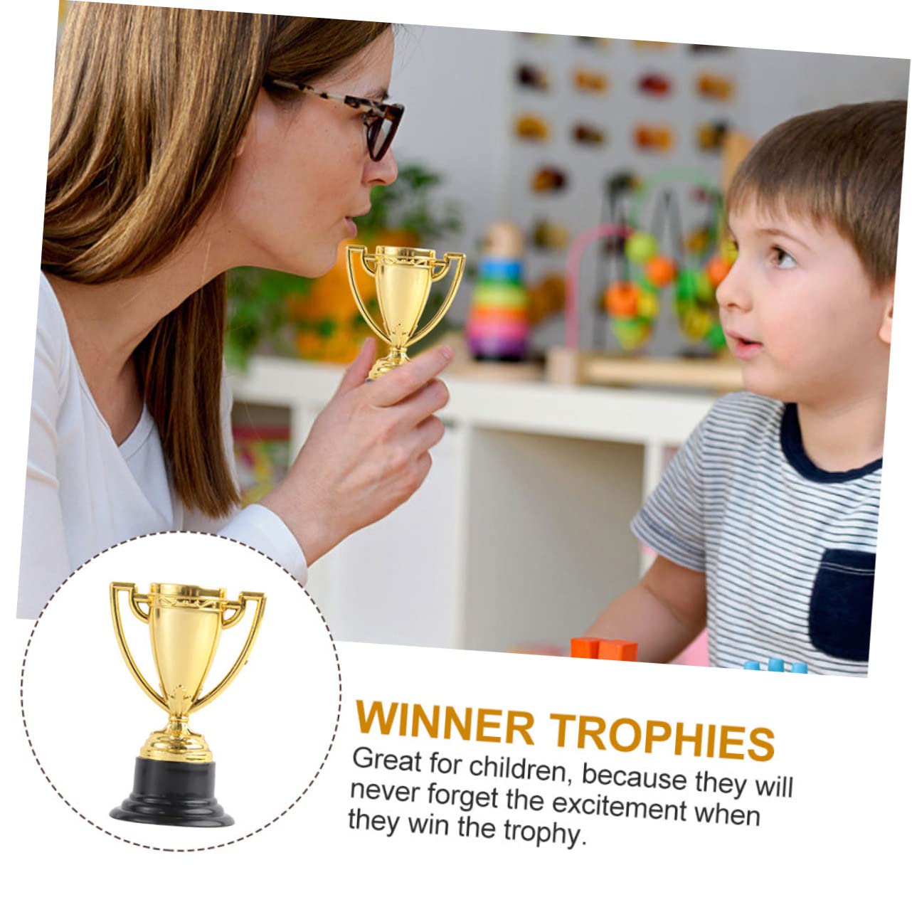 Yardwe 32-Piece Mini Trophy Awards Set for Kids - Small Plastic Trophies for Basketball, Football, Soccer & Sports - Perfect for Classroom Rewards, Party Favors & Christmas Gifts