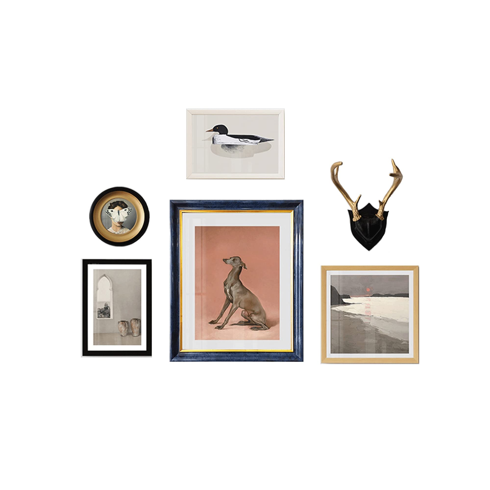 SKTYEE Modern Neutral Multi Photo Frame - Abstract Single Line Wall Art Poster, Rustic Picture Frames for Minimalist Dining Room & Bedroom Decor - Hand Painted Wall Mural (Color A) | Perfect for Home Office, Living Room & Gallery Wall Displays