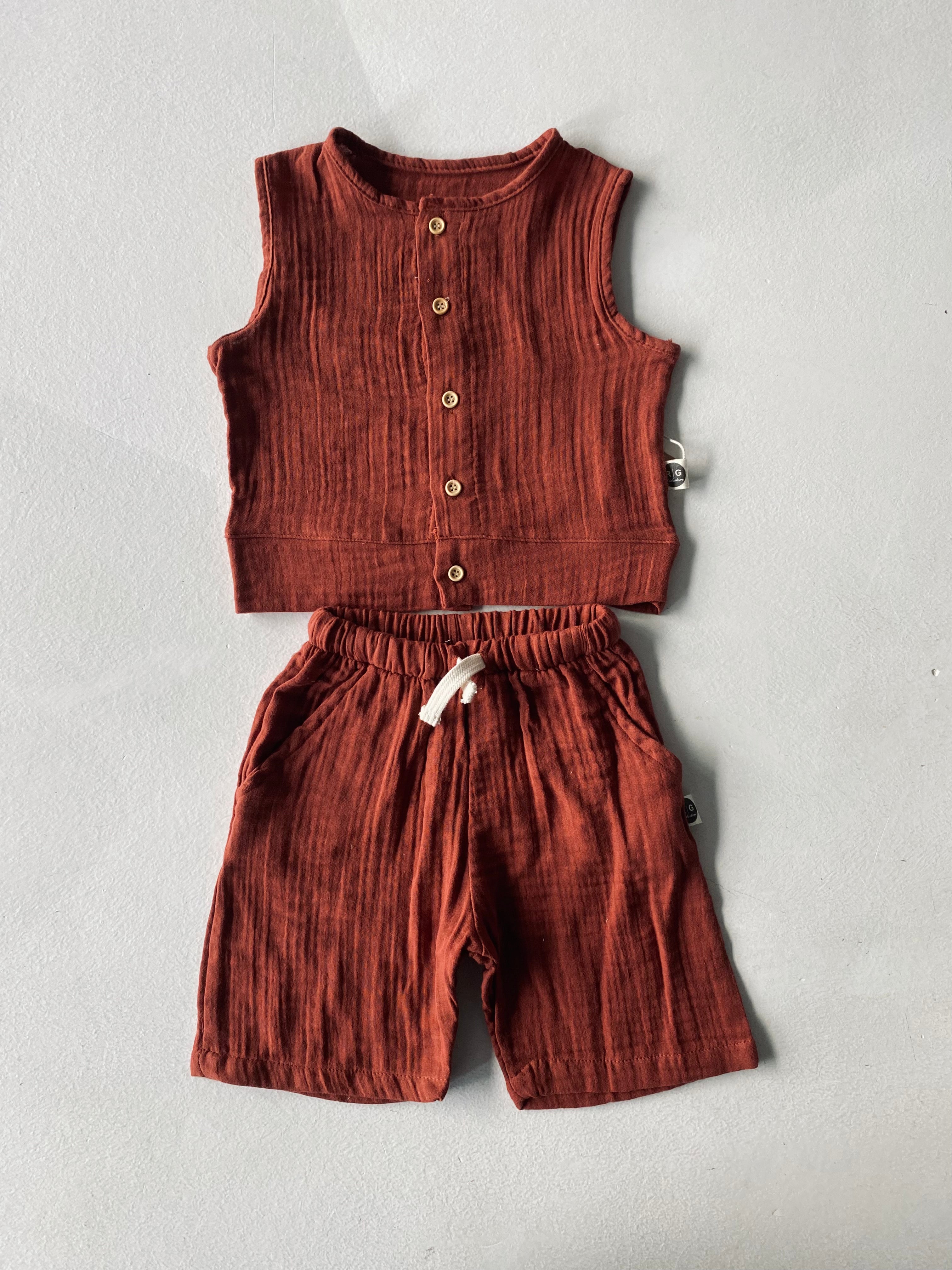 Baby Muslin Athletic Shorts Set - Soft & Breathable Cotton for Newborns & Toddlers - Perfect for Playtime, Sleepwear & Everyday Comfort