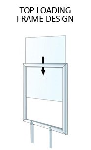 22x28 Heavy Duty Economy Sign Holder with Posts - 2 Sided Steel Floor Stand with Weighted Base for Retail Stores, Trade Shows & Outdoor Events