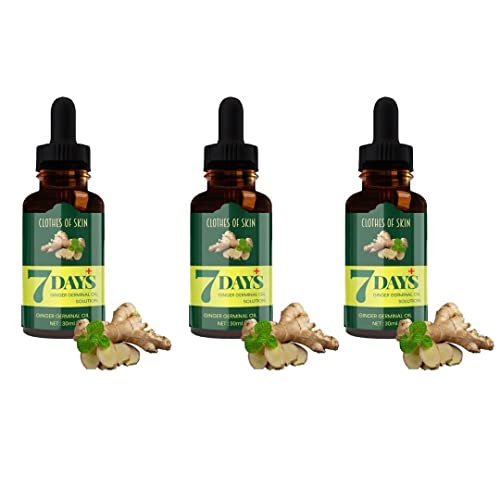 Ginger Hair Growth Serum - 7 Days Fast Hair Regrowth Treatment for Men & Women | Anti-Hair Loss Essential Oil | Pack of 3 | Perfect for Thinning Hair & Scalp Care