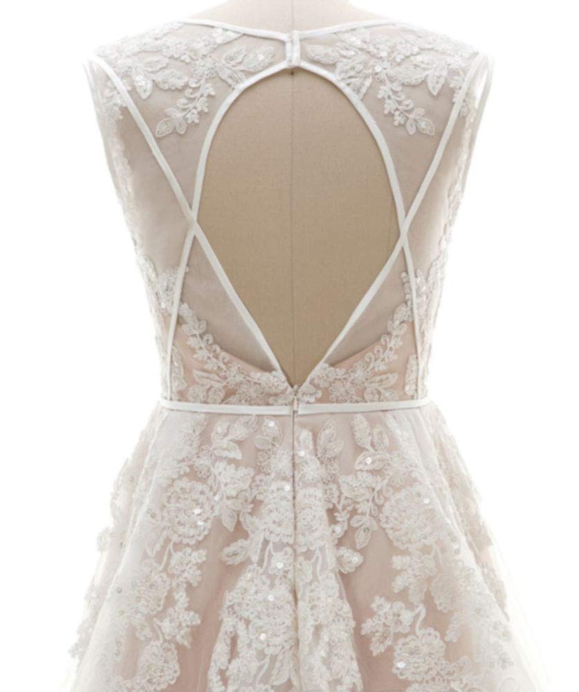 Ruolai Women's V Neck Wedding Dress with Sequins & Keyhole Back - Bohemian Beach Bridal Gown for Outdoor, Destination, and Boho Chic Weddings