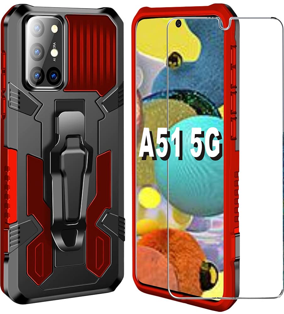 Folmeikat Samsung Galaxy A51 5G Case (2020 Model) - Military Grade Protective Phone Cover with HD Screen Protector, Belt Clip & Kickstand - Compatible with 6.5
