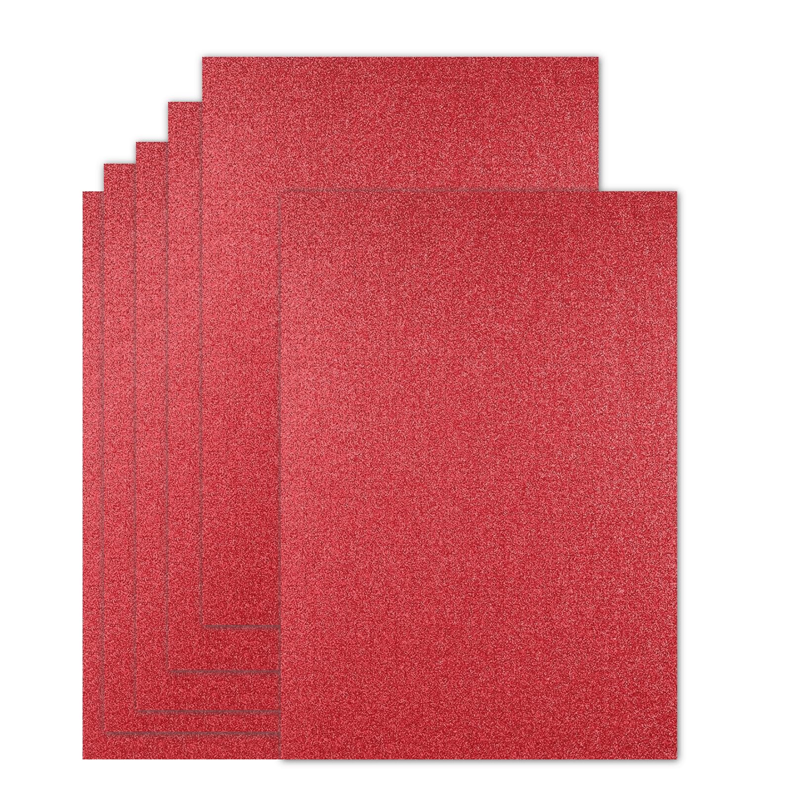 20 Sheets Red Glitter Cardstock Paper 8.5