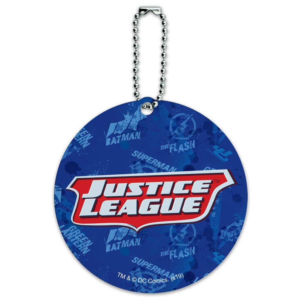 Justice League Logo Round Luggage ID Tag - Durable Suitcase Name Tag for Carry-On Bags - Perfect for Travel, Business Trips & Vacation Identification