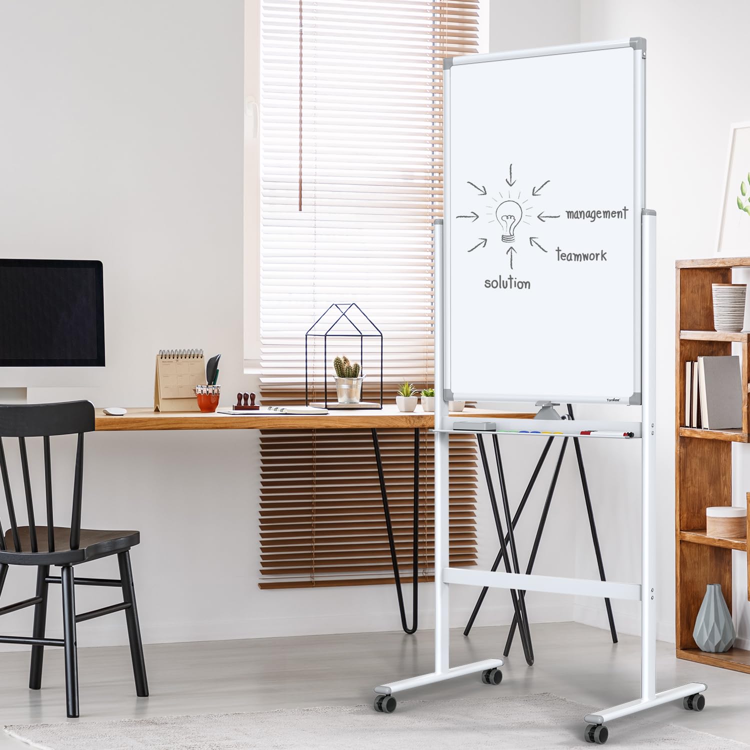 TANKEE 40x24 Inch Mobile Magnetic Dry Erase Board - Double Sided Rolling Whiteboard Easel with Aluminum Frame for Office, Home & Classroom | Portable Standing White Board for Presentations, Teaching & Brainstorming