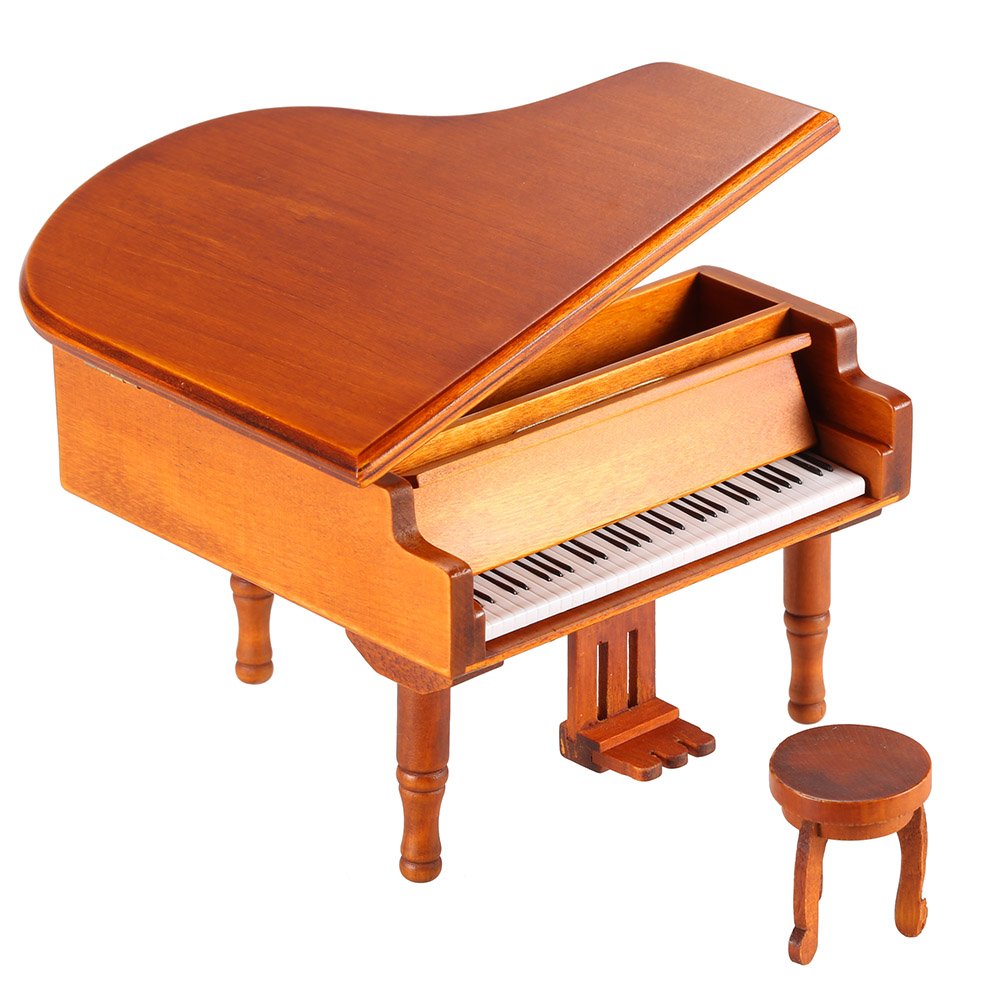 Fesjoy Wooden Windup Piano Music Box - Classical Melody Gift for Kids & Girls | Perfect for Birthday Presents, Nursery Decor & Musical Education