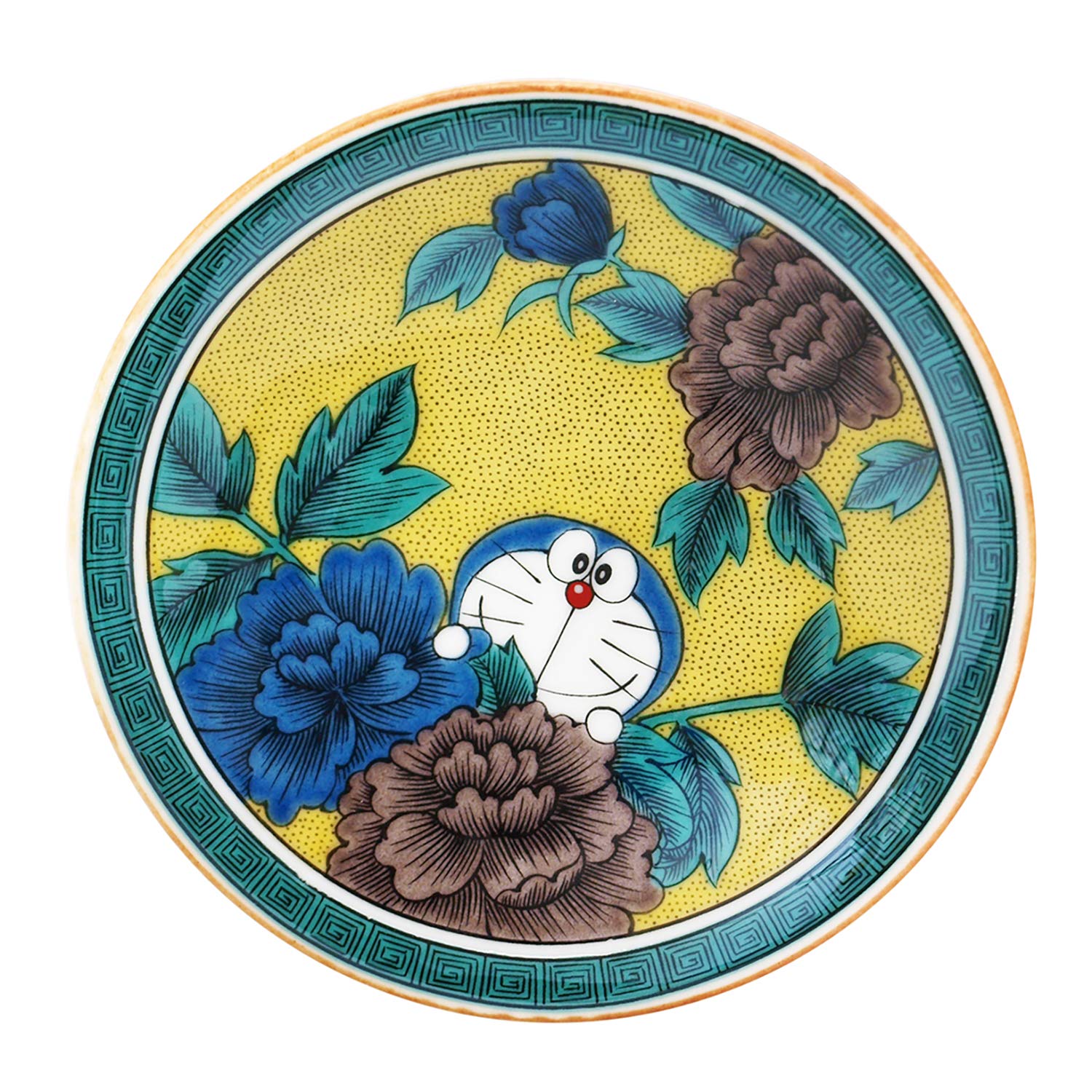 Vintage Japanese Kutani Ware Doraemon Small Plates - Hand-Painted Yoshidaya Style Ceramic Dishes for Sushi, Desserts & Home Decor