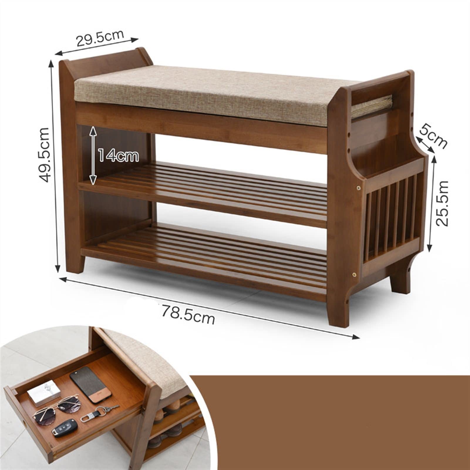 Multi-Functional Shoe Storage Bench with Hidden Compartment & Detachable Cushion - Entryway Organizer for Hallway, Bathroom, Living Room, Corridor & Garden - Perfect for Small Space Organization & Home Décor