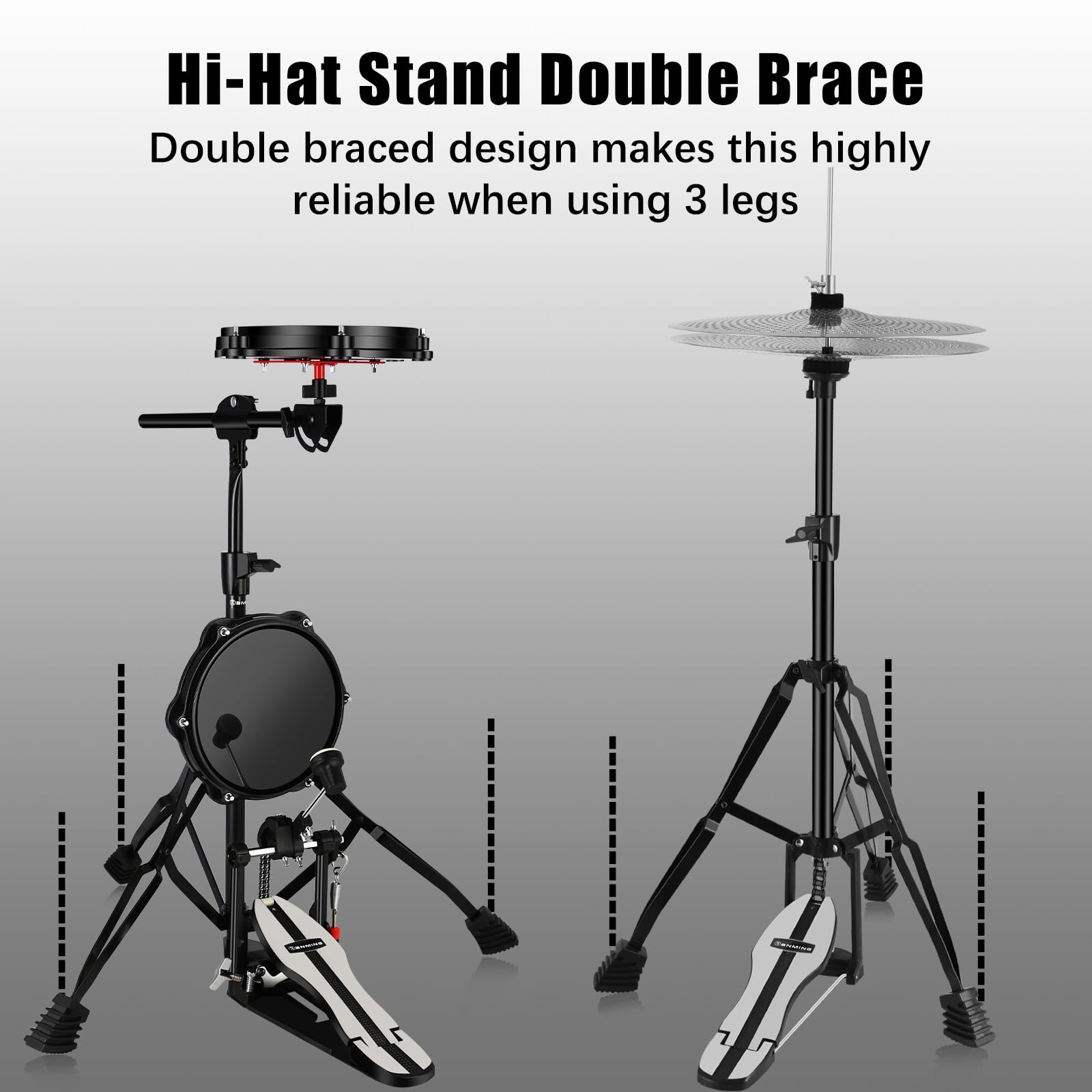 RANMING Silent Drum Practice Pad Set with Stand Kit - 14