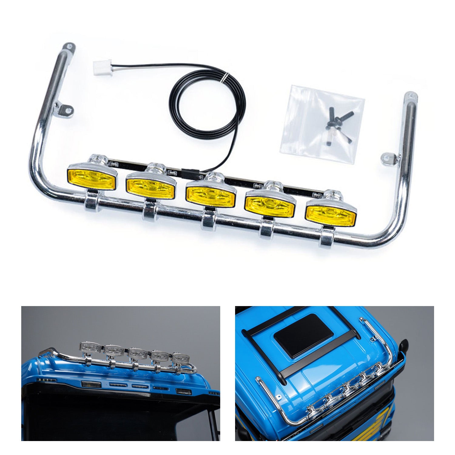 5V Plastic Front Roof Spotlight for 1/14 DIY Tamiya Remote Control Tractor Truck 770S 56368 56371 56376 RC Lorry Model Vehicle - Perfect for Nighttime RC Truck Racing and Off-Road Adventures