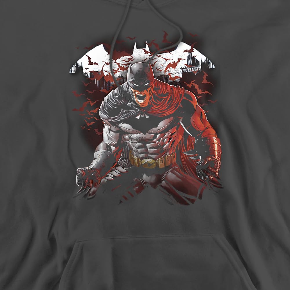 Trevco Batman Raging Bat Unisex Adult Pullover Hoodie - Superhero Graphic Sweatshirt for Men & Women - Perfect for Cosplay, Comic Con & Casual Wear
