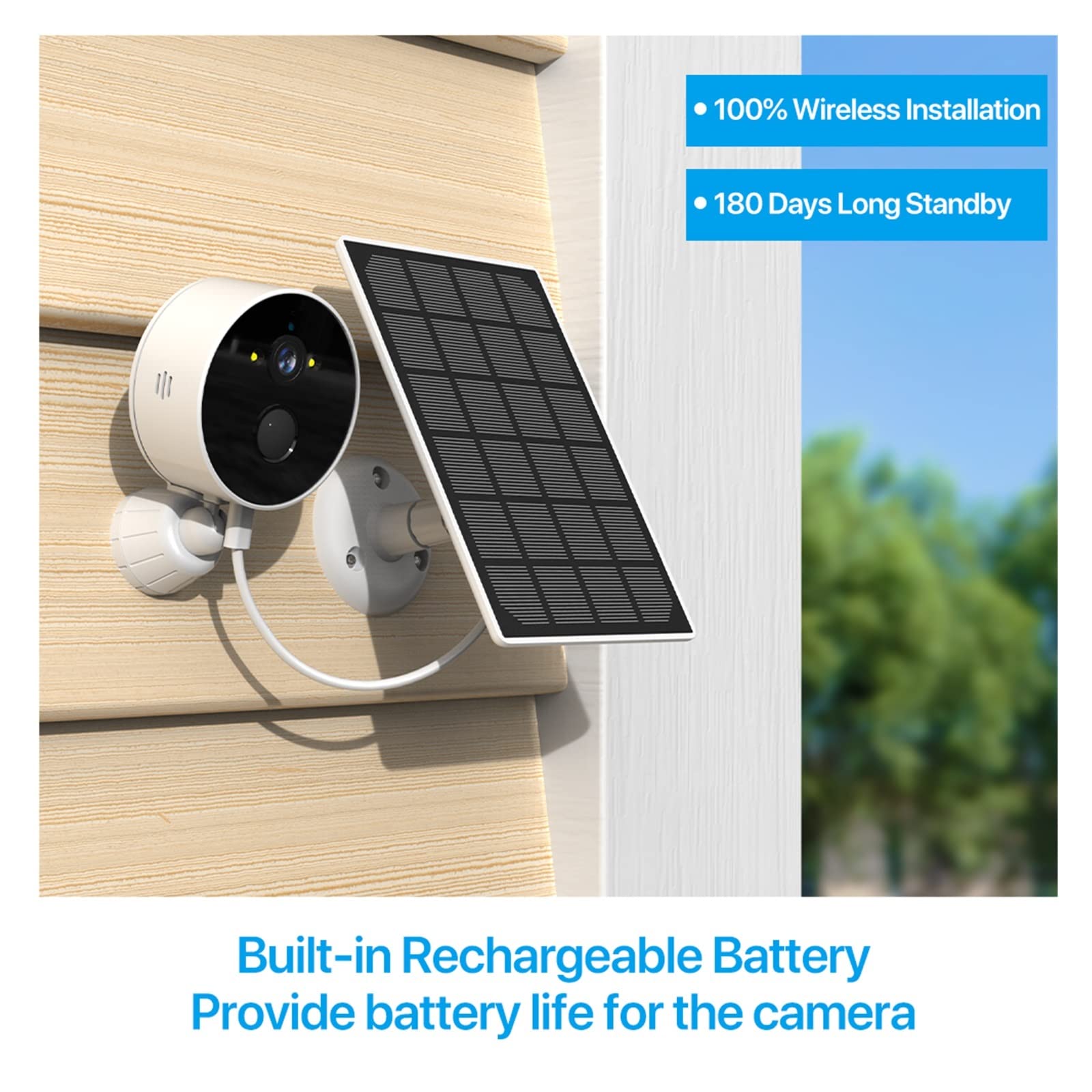Solar Security Camera 1080P HD - Wireless Outdoor WiFi Camera with PIR Motion Detection, 2-Way Audio, Cloud Storage & 128GB SD Card - Weatherproof Battery Powered Surveillance for Home, Yard & Business Security