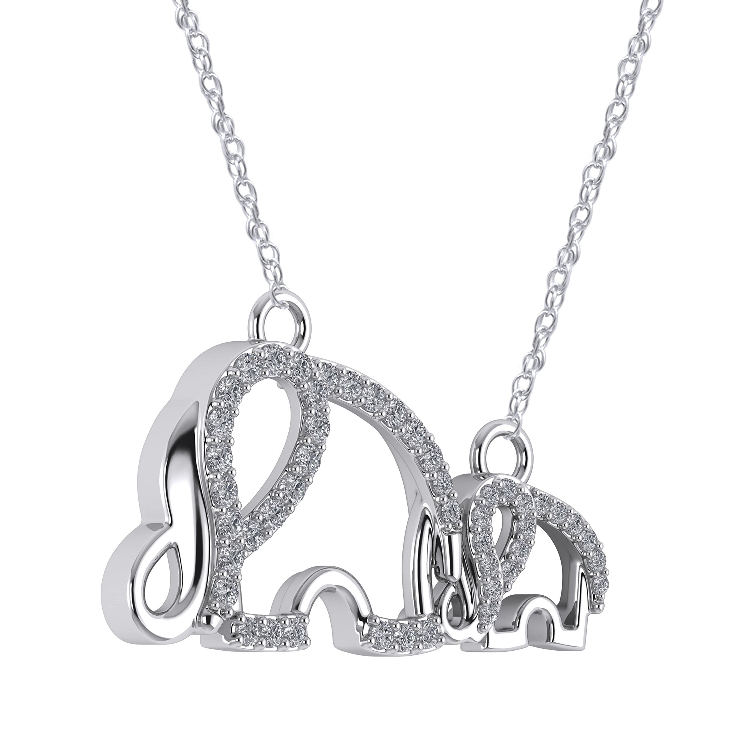 0.22 CTTW Round Natural White Diamond Elephant Pendant Necklace - 14K/10K Gold or 925 Sterling Silver - Animal Jewelry Gift for Mom, Women (H-I Color, I1-I2 Clarity) - Perfect for Birthdays, Anniversaries & Mother's Day Gifts