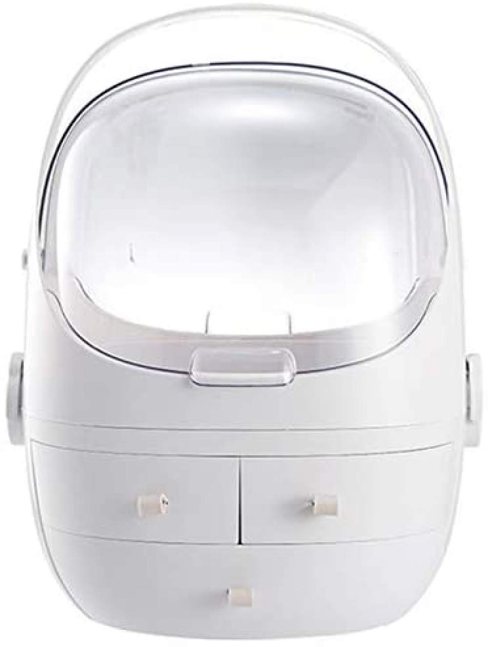 White 3-Drawer Clamshell Makeup Organizer with Curved Design - Perfect for Lipstick, Jewelry & Cosmetic Storage - Ideal for Dressing Table, Vanity & Bathroom Organization