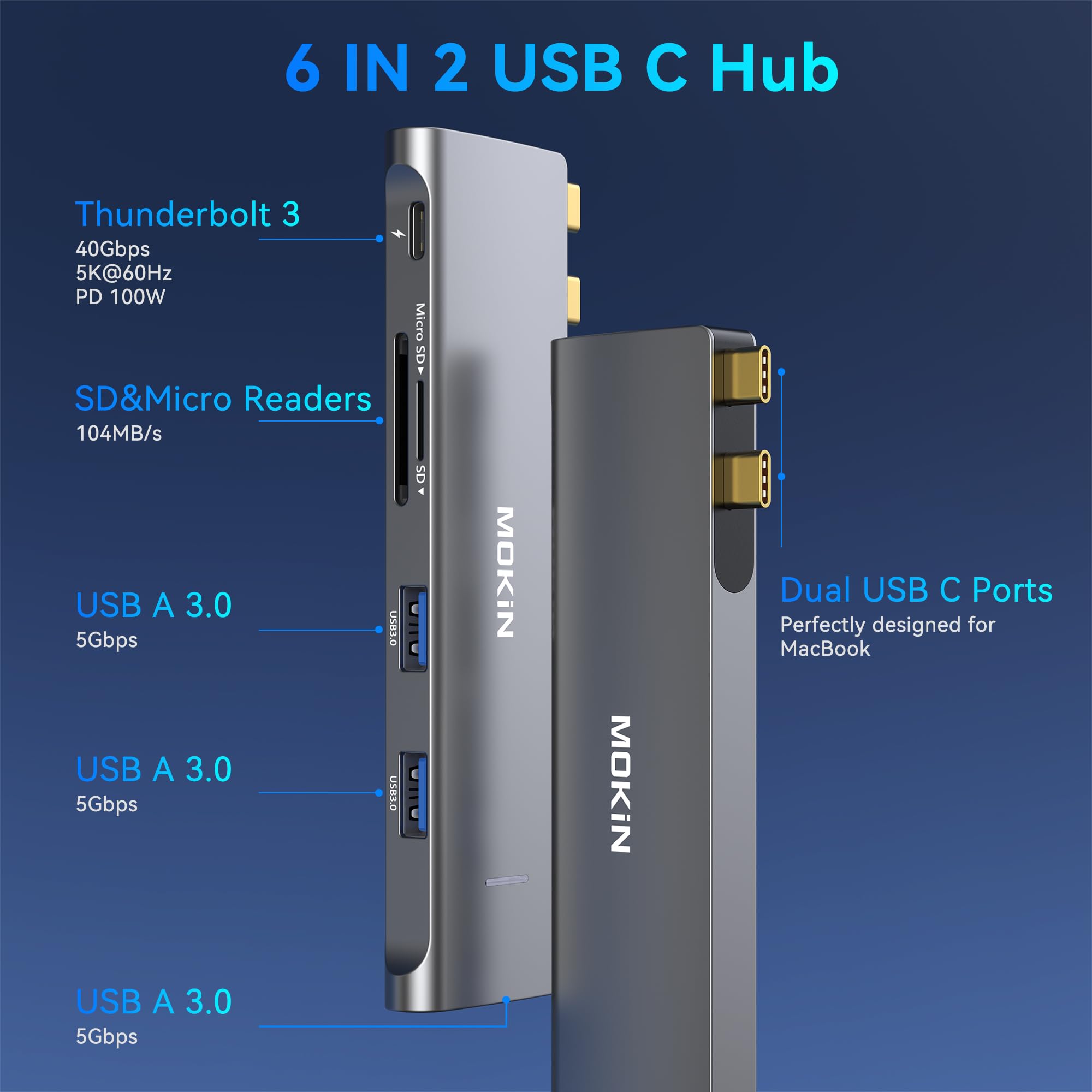 USB C Adapter for MacBook Pro/Air - High-Speed Data Transfer & Charging - Perfect for Work, Travel & Home Office Use