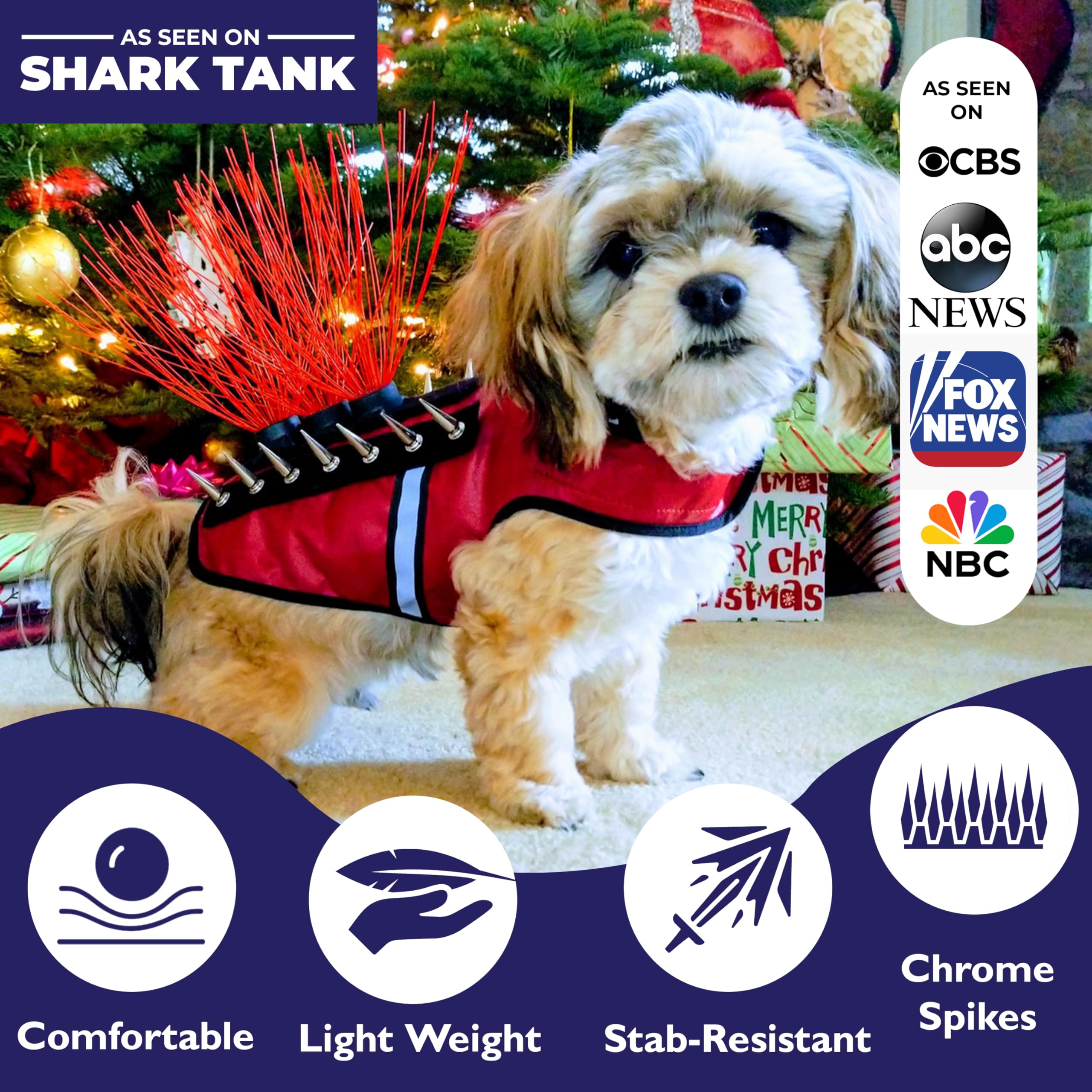 CoyoteVest SpikeVest Dog Harness for Small Dogs - Reflective Anti-Predator Vest with Spikes to Protect Pets from Coyotes, Hawks & Animal Attacks - USA Made (S-Texas Tan) - Perfect for Outdoor Adventures, Hiking & Backyard Safety