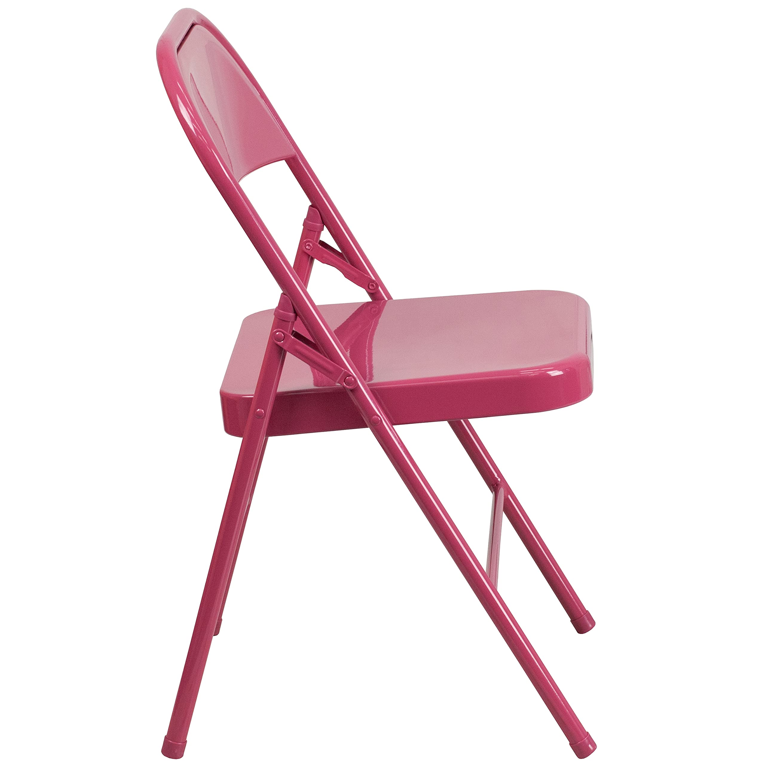 Flash Furniture 4-Pack HERCULES COLORBURST Series Fuchsia Metal Folding Chairs - Triple Braced, Double Hinged for Stability - Perfect for Events, Parties, Weddings & Outdoor Gatherings