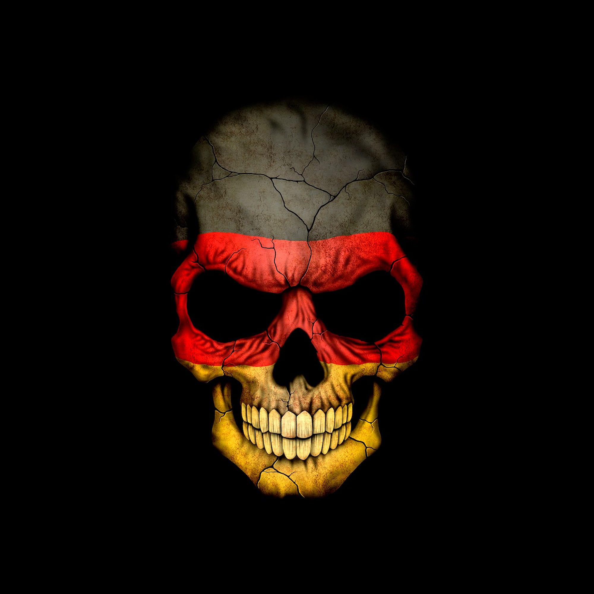 German Flag Skull Black Bumper Sticker - Durable Car Decal for Windows, Laptops & Motorcycles - Patriotic German Pride Accessory