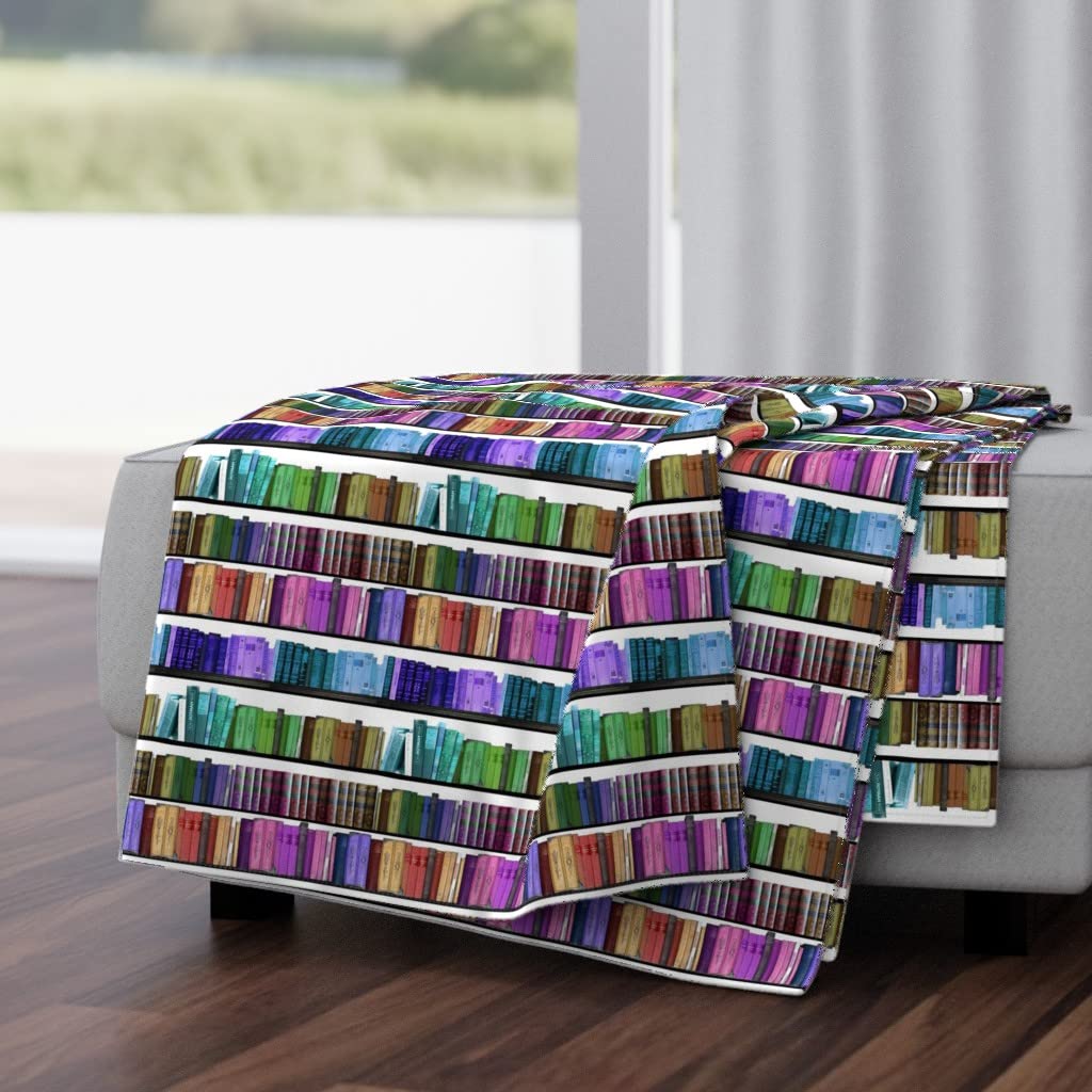 Soft Plush Minky Throw Blanket 50x70 Inches - Rainbow Bookshelf Library Design for Cozy Reading Nook, Perfect Gift for Book Lovers, Teachers & Librarians | Great for Sofa, Bed & Home Decor