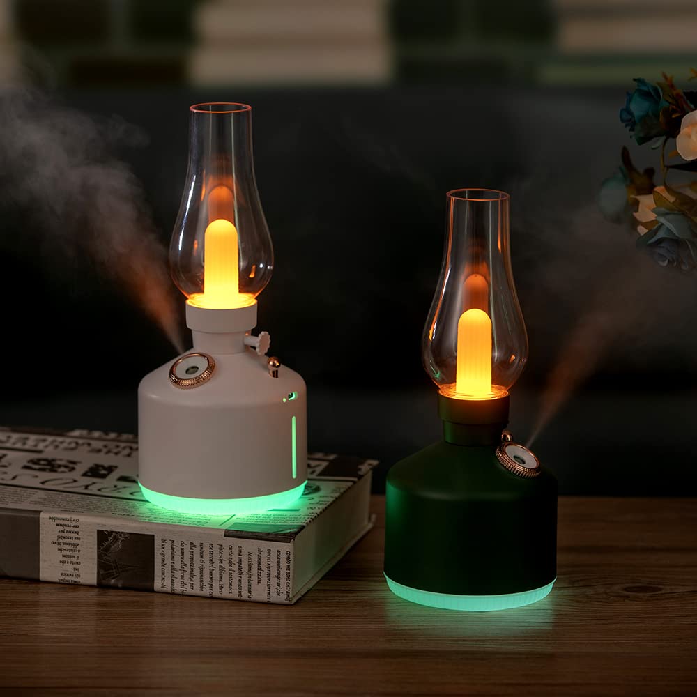 Retro Humidifier Lamp - 1200mAh Rechargeable Wireless Aroma Diffuser with Essential Oils & 7-Color LED Lights, Cool Mist for Home, Office, Bedroom, Nursery, and Car - Quiet Air Humidifier for Better Sleep and Relaxation