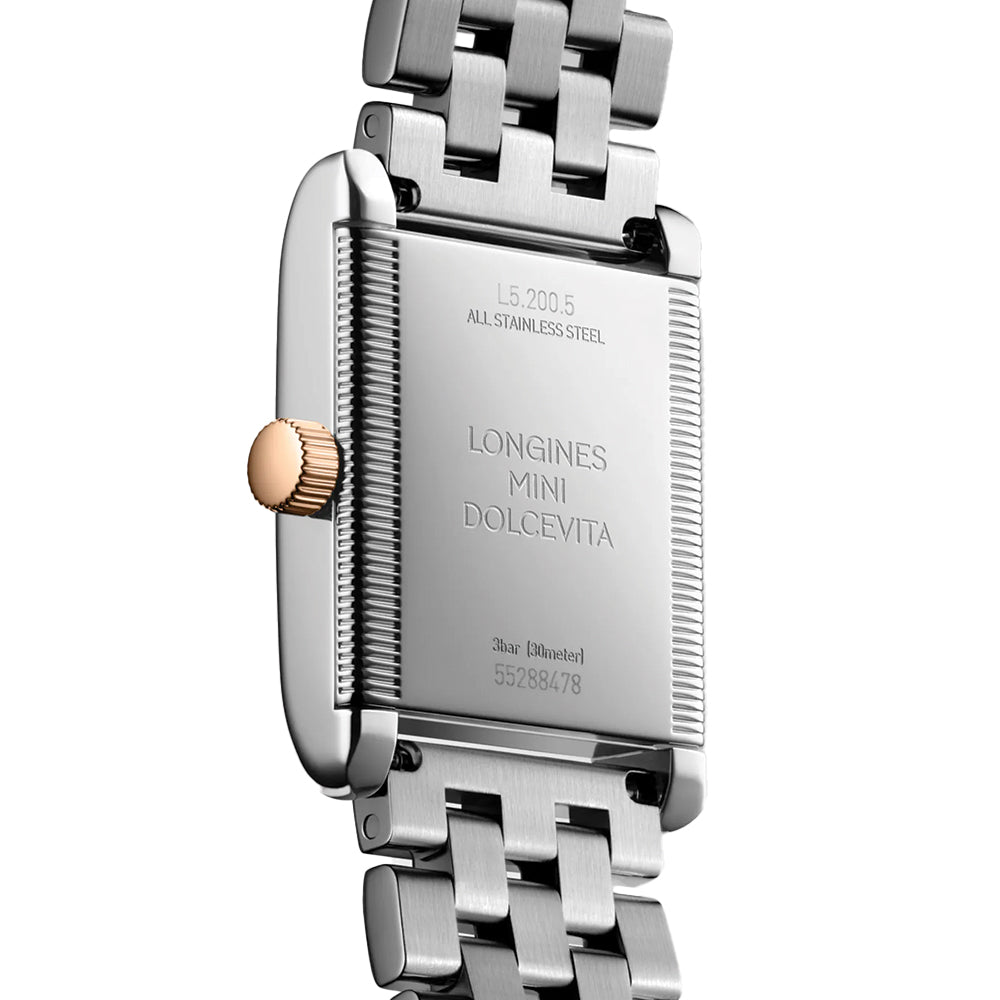 Mini Dolcevita Steel and Pink Gold 29mm Silver Watch for Women - Elegant Bracelet Design, Perfect for Everyday Wear, Office & Special Occasions