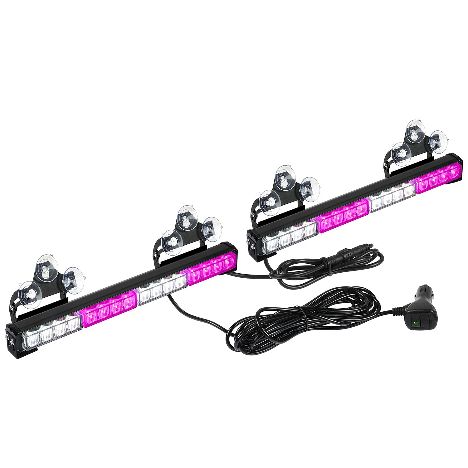 ASPL 2x16.8 Inch Emergency LED Strobe Light Bar - 32 Super Bright LEDs, 26 Flash Patterns, Purple/White Safety Warning Lights for Trucks, Police Vehicles & Emergency Response | Interior/Exterior Use